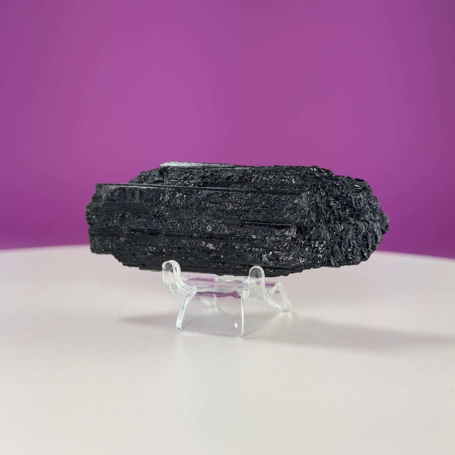 Black Tourmaline Specimen | Raw Protection Crystal for Energy Clearing (Includes Acrylic Stand)