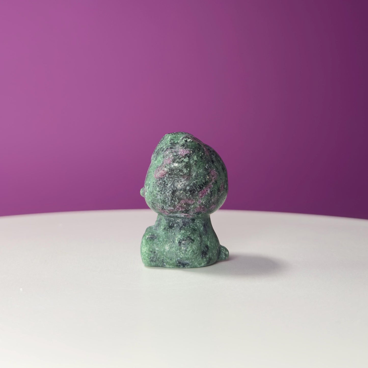 Ruby Zoisite Hello Kitty Carving, UV Reactive, Crystal Animal Figurine