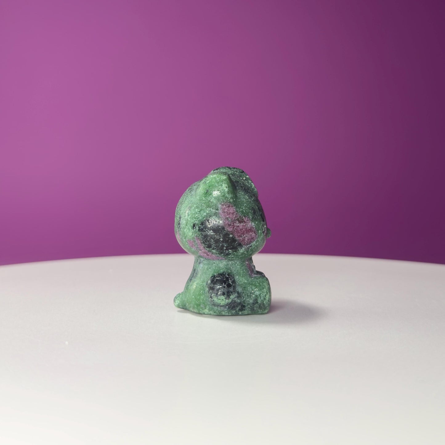 Ruby Zoisite Hello Kitty Carving, UV Reactive, Crystal Animal Figurine