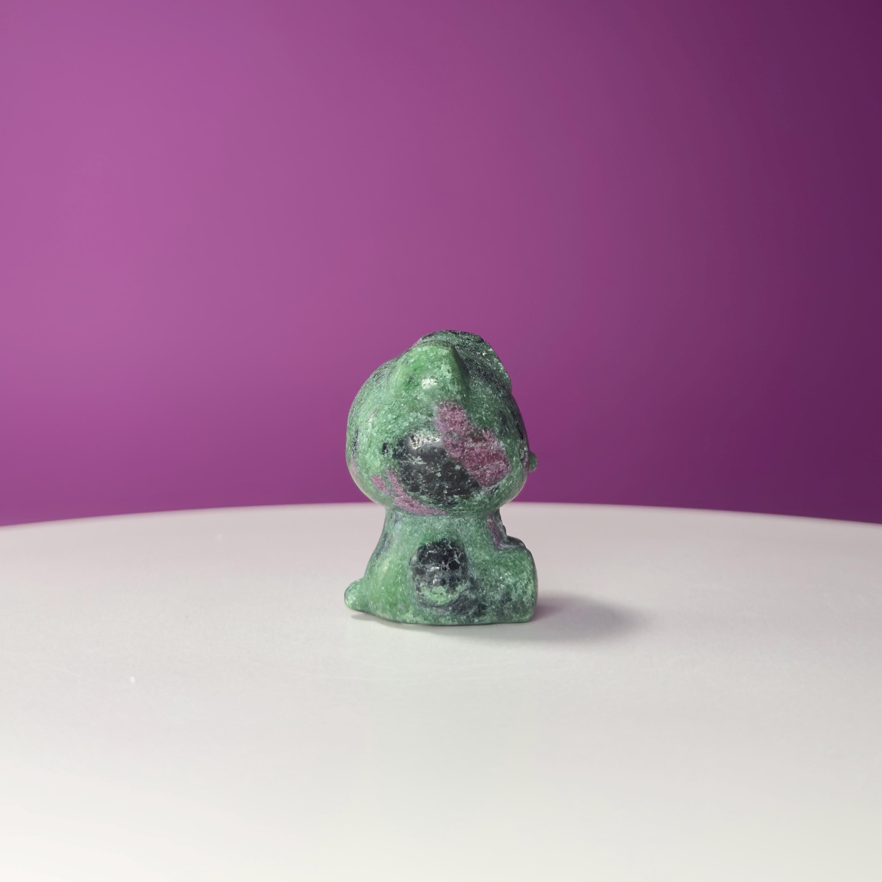 Ruby Zoisite Hello Kitty Carving, UV Reactive, Crystal Animal Figurine