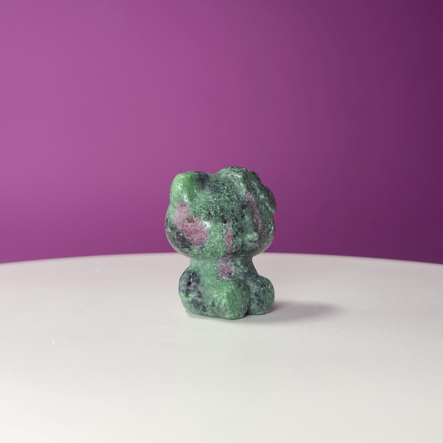 Ruby Zoisite Hello Kitty Carving, UV Reactive, Crystal Animal Figurine