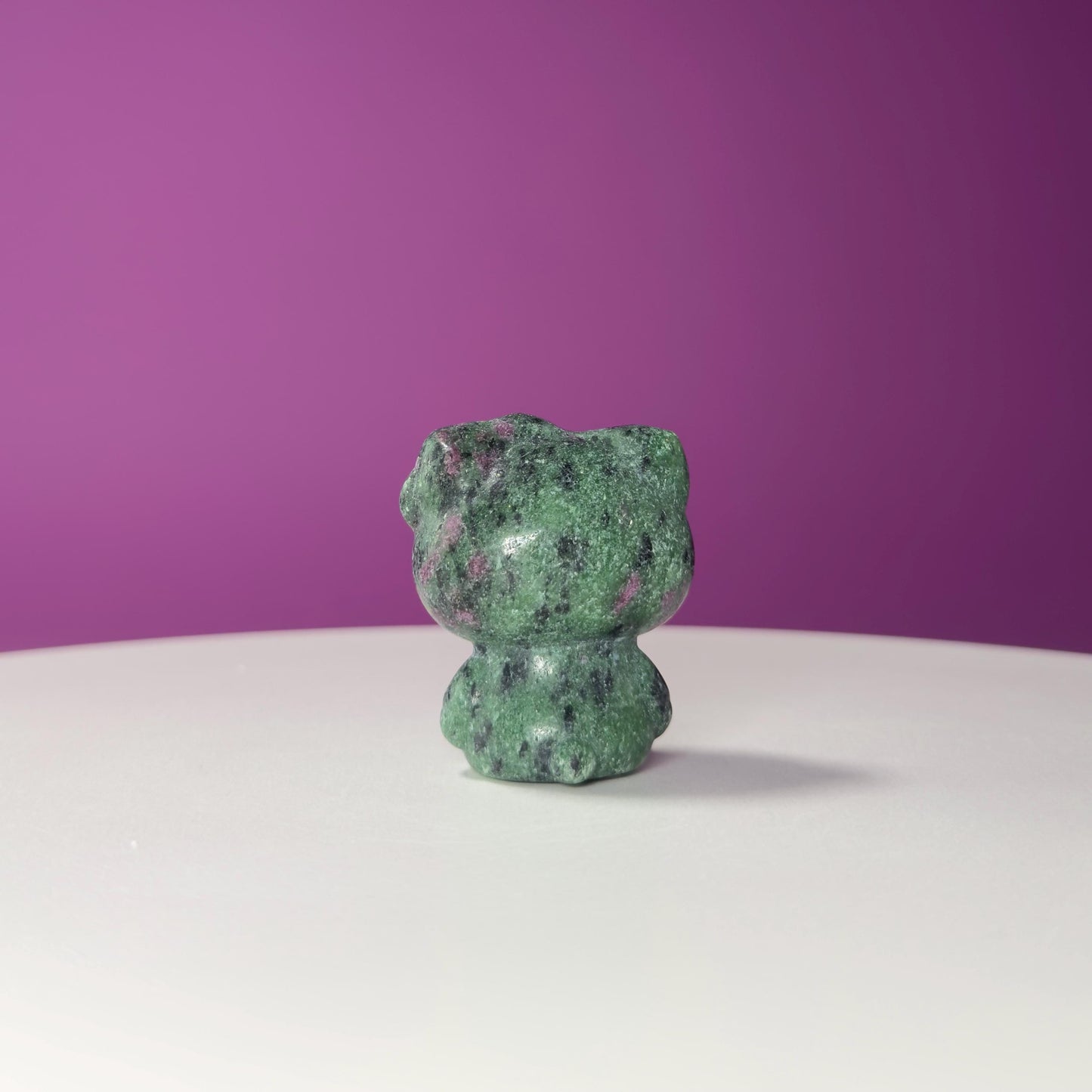 Ruby Zoisite Hello Kitty Carving, UV Reactive, Crystal Animal Figurine