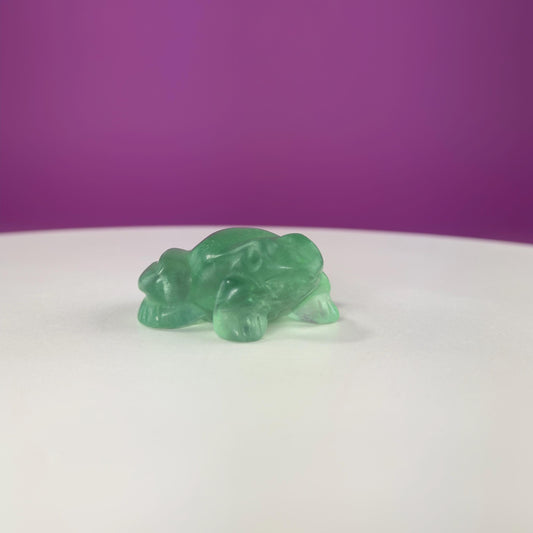 Green Fluorite Frog Carving, Carved Crystal Animal, Wisdom & Harmony Stone