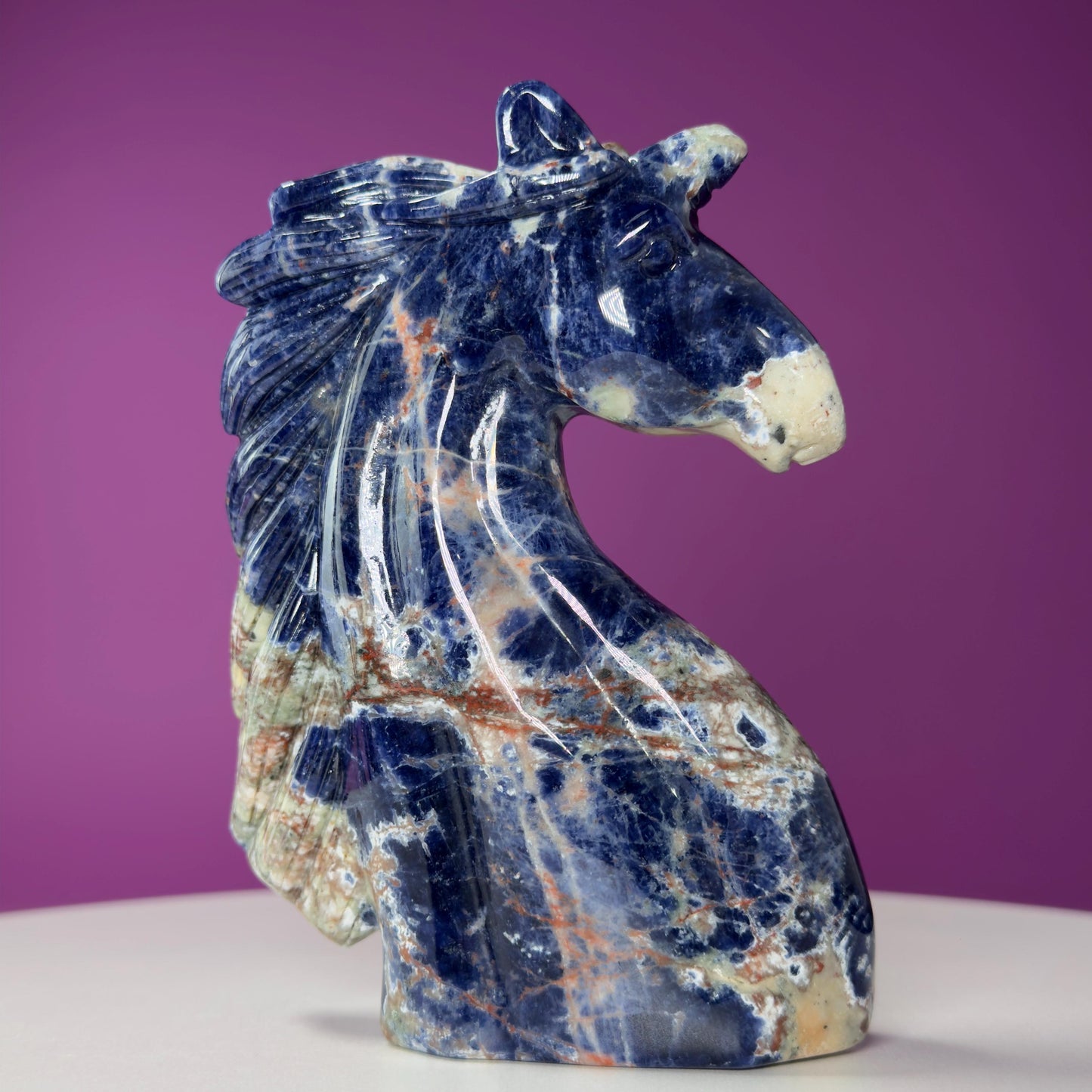 Sodalite Unicorn Carving, Crystal Animal Carving, Calming and Insight Stone