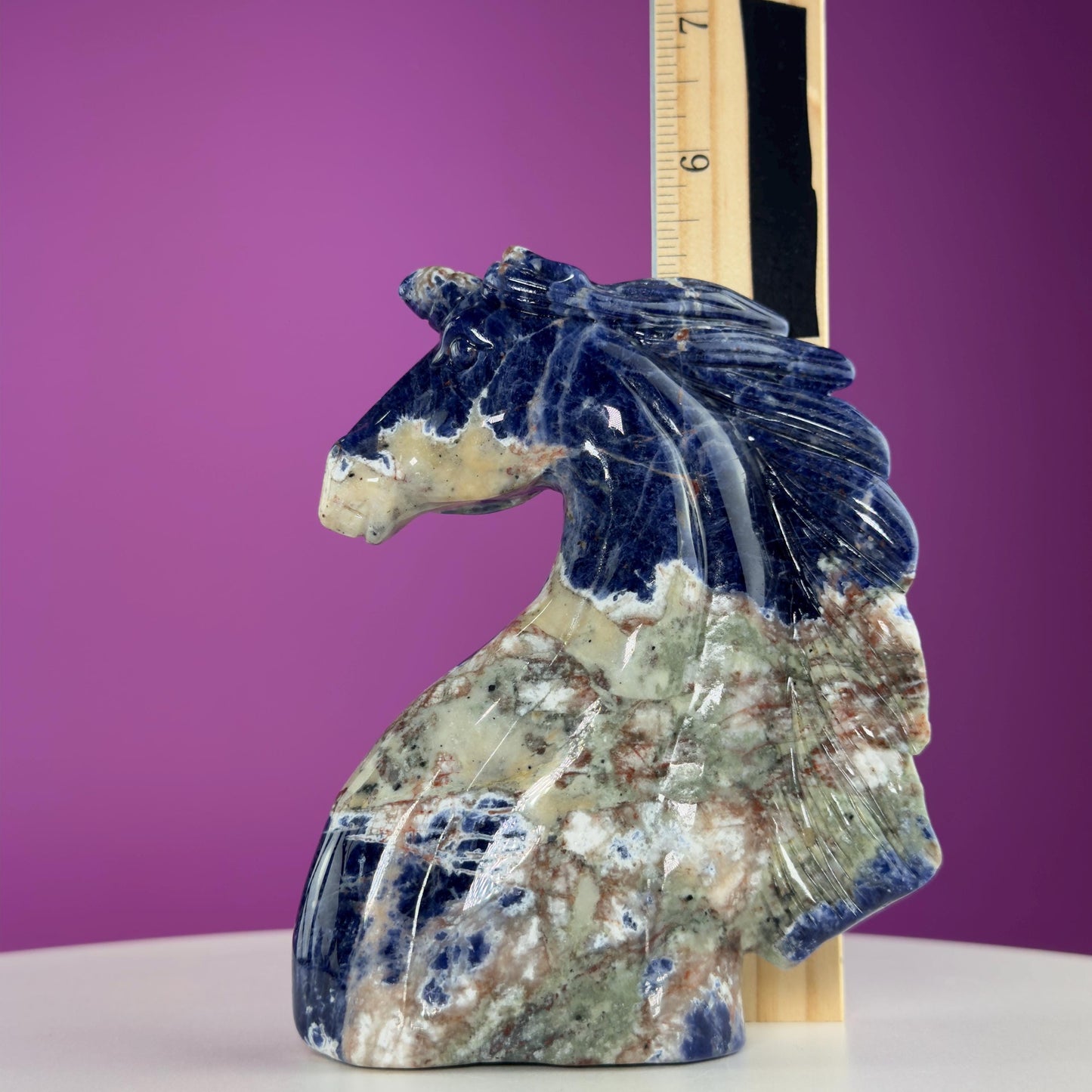 Sodalite Unicorn Carving, Crystal Animal Carving, Calming and Insight Stone