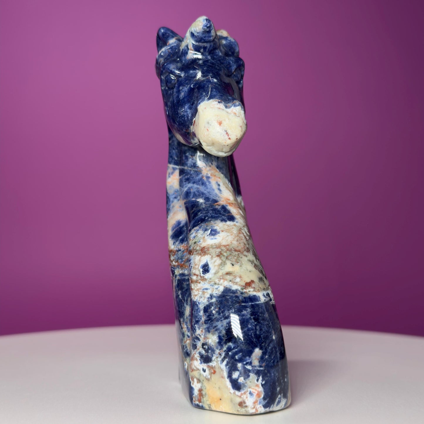 Sodalite Unicorn Carving, Crystal Animal Carving, Calming and Insight Stone