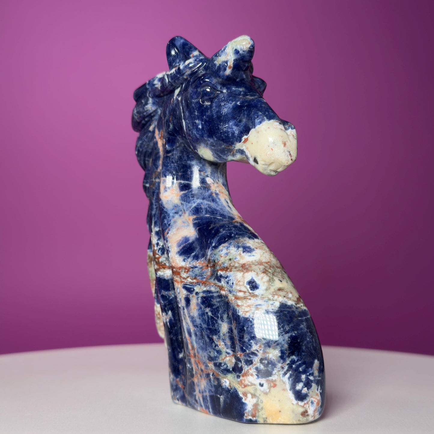 Sodalite Unicorn Carving, Crystal Animal Carving, Calming and Insight Stone