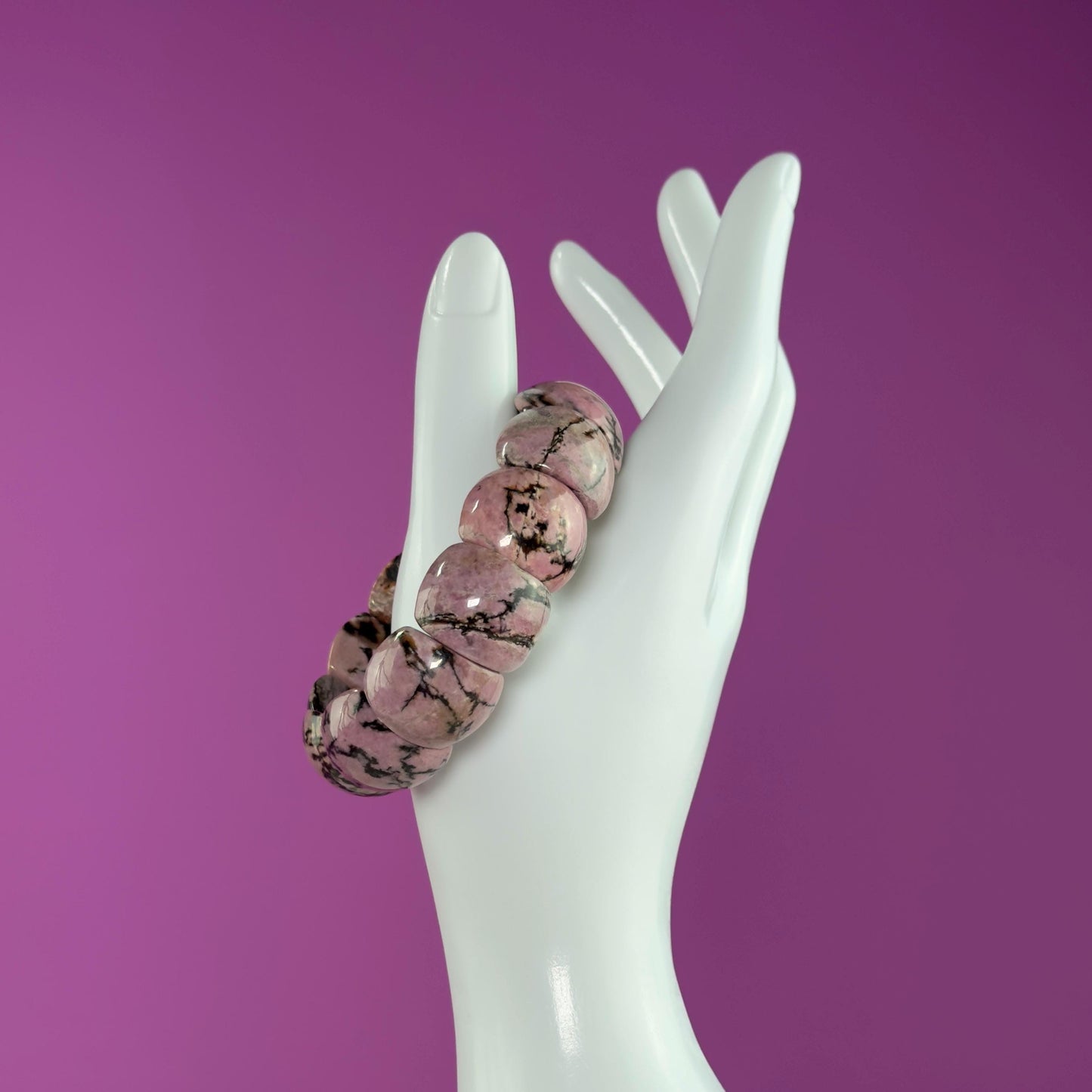 Rhodonite Bangle Bracelet, Pink Health Stone for Love, Balance & Emotional Support