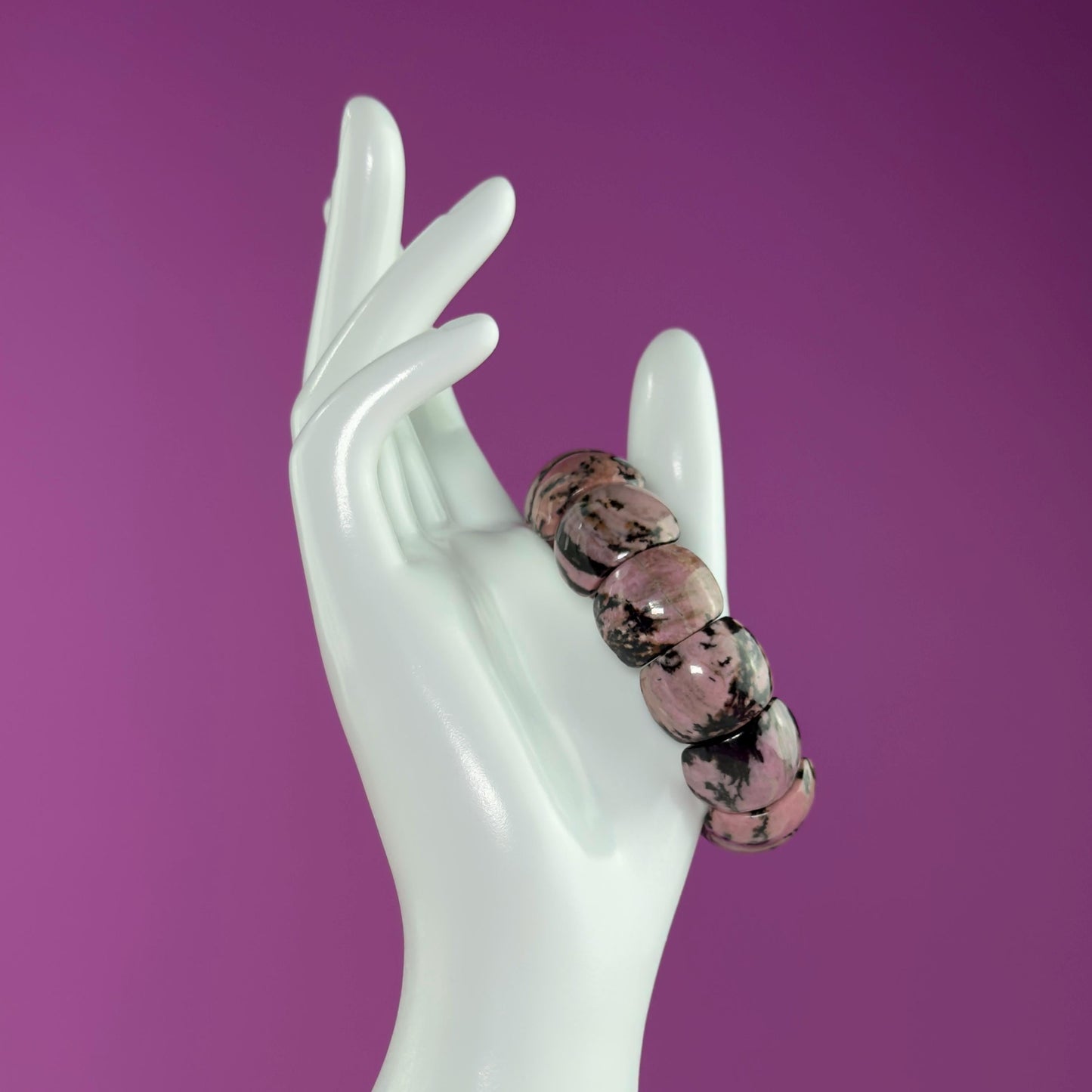 Rhodonite Bangle Bracelet, Pink Health Stone for Love, Balance & Emotional Support