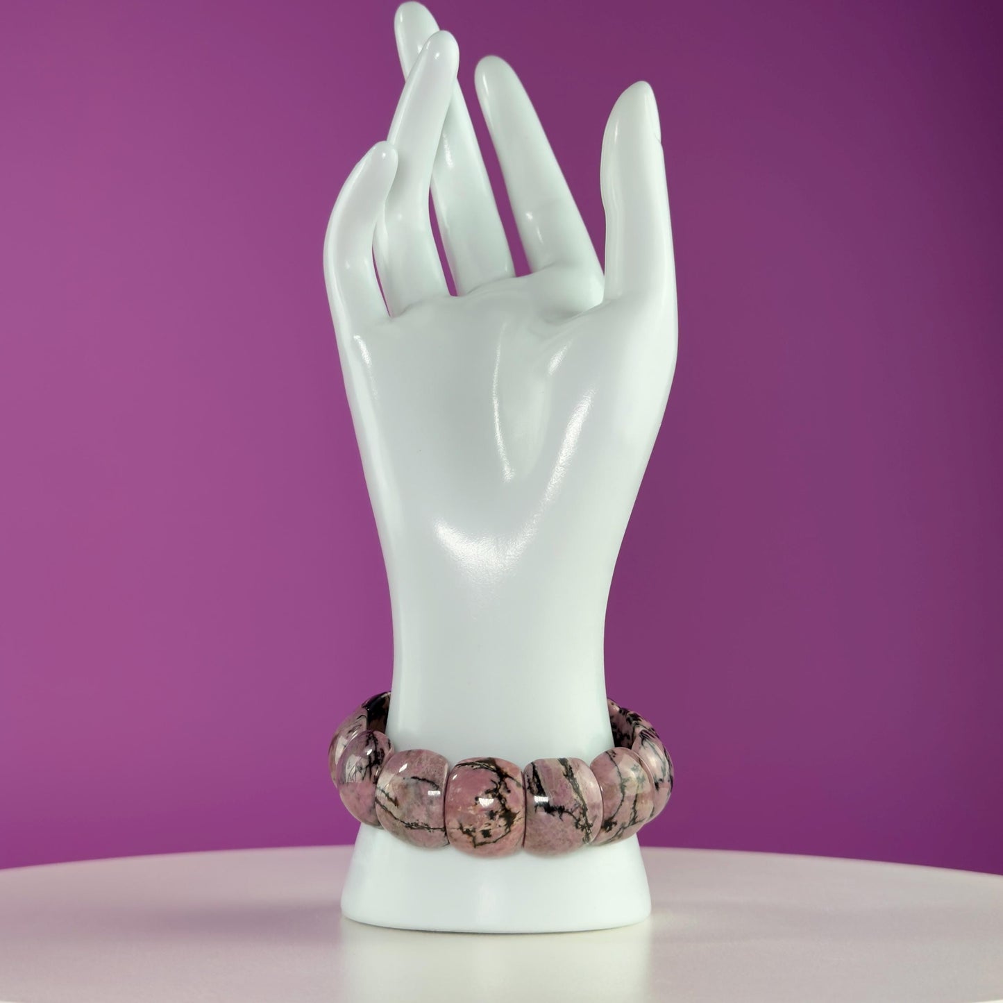 Rhodonite Bangle Bracelet, Pink Health Stone for Love, Balance & Emotional Support