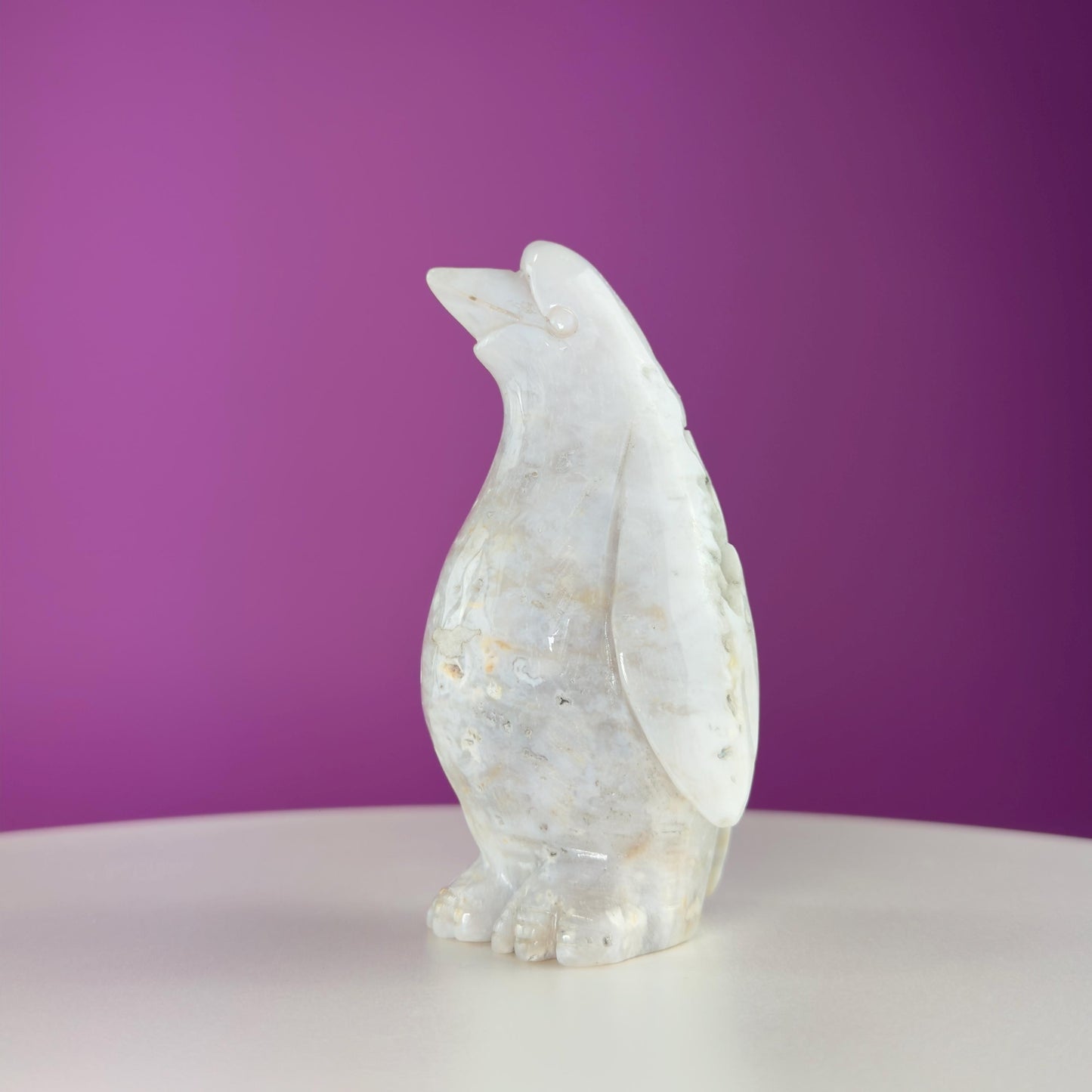 Light Ocean Jasper Penguin Carving, Crystal Animal Carving, Druzy Pocket