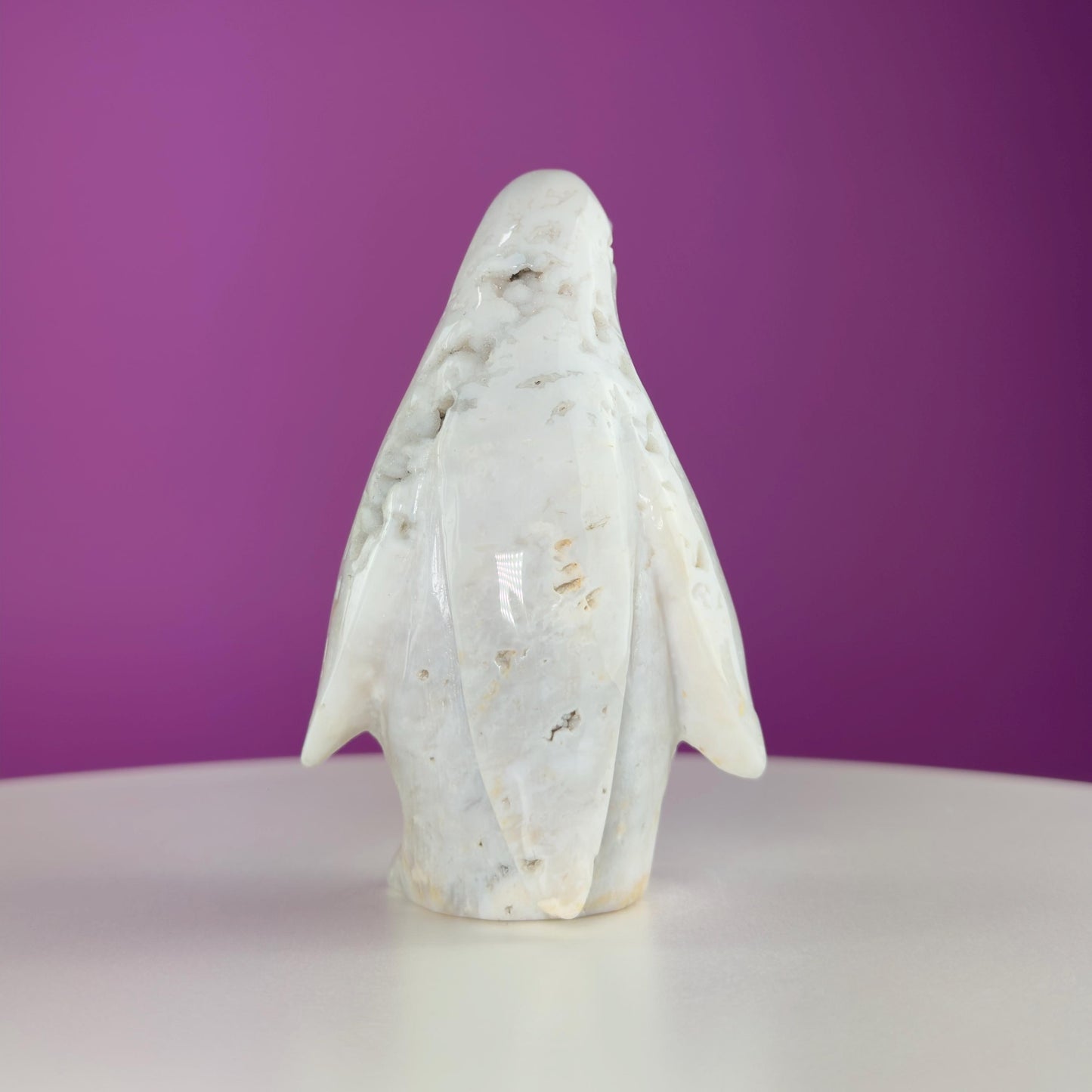 Light Ocean Jasper Penguin Carving, Crystal Animal Carving, Druzy Pocket