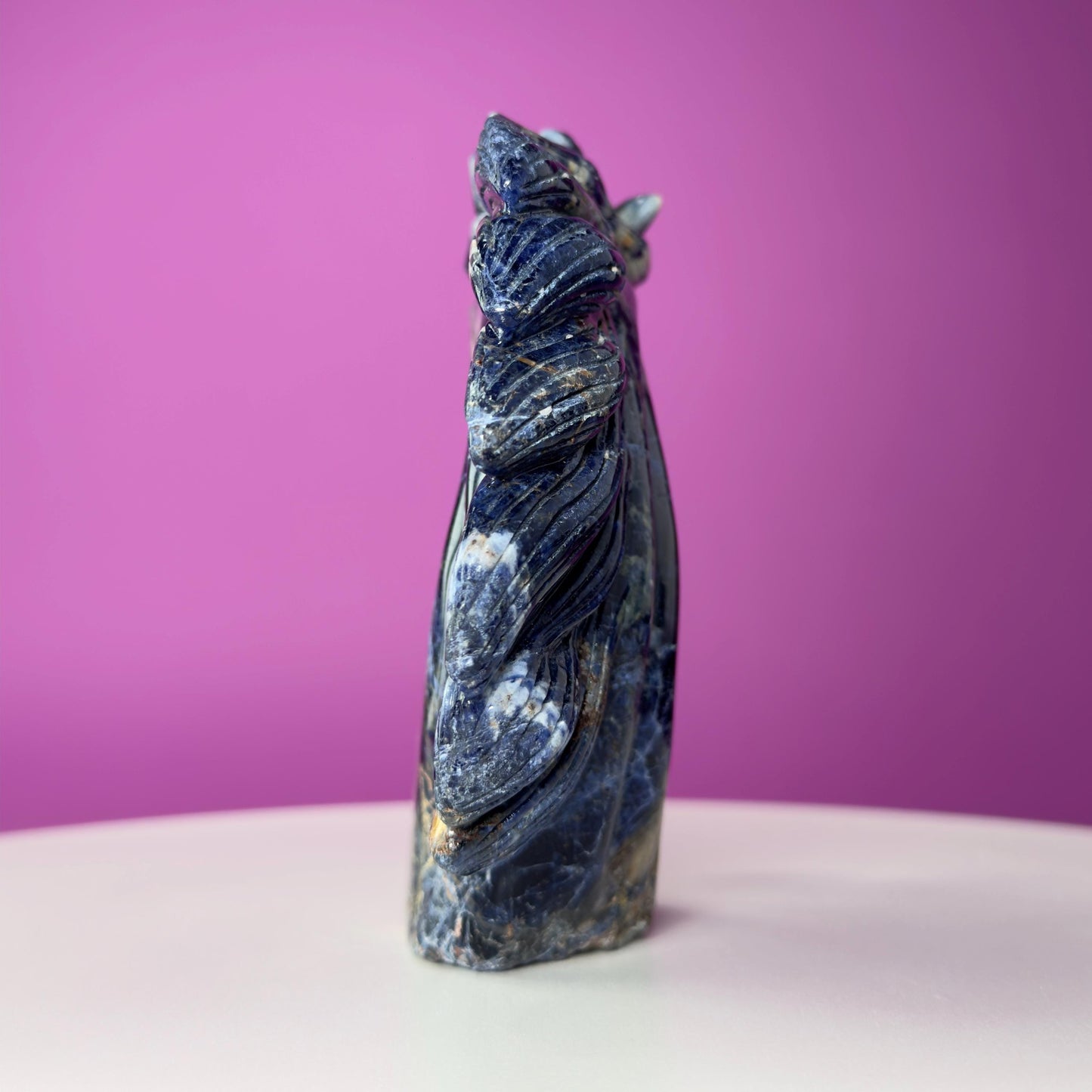 Sodalite Unicorn Carving, Crystal Animal Carving, Calming and Insight Stone