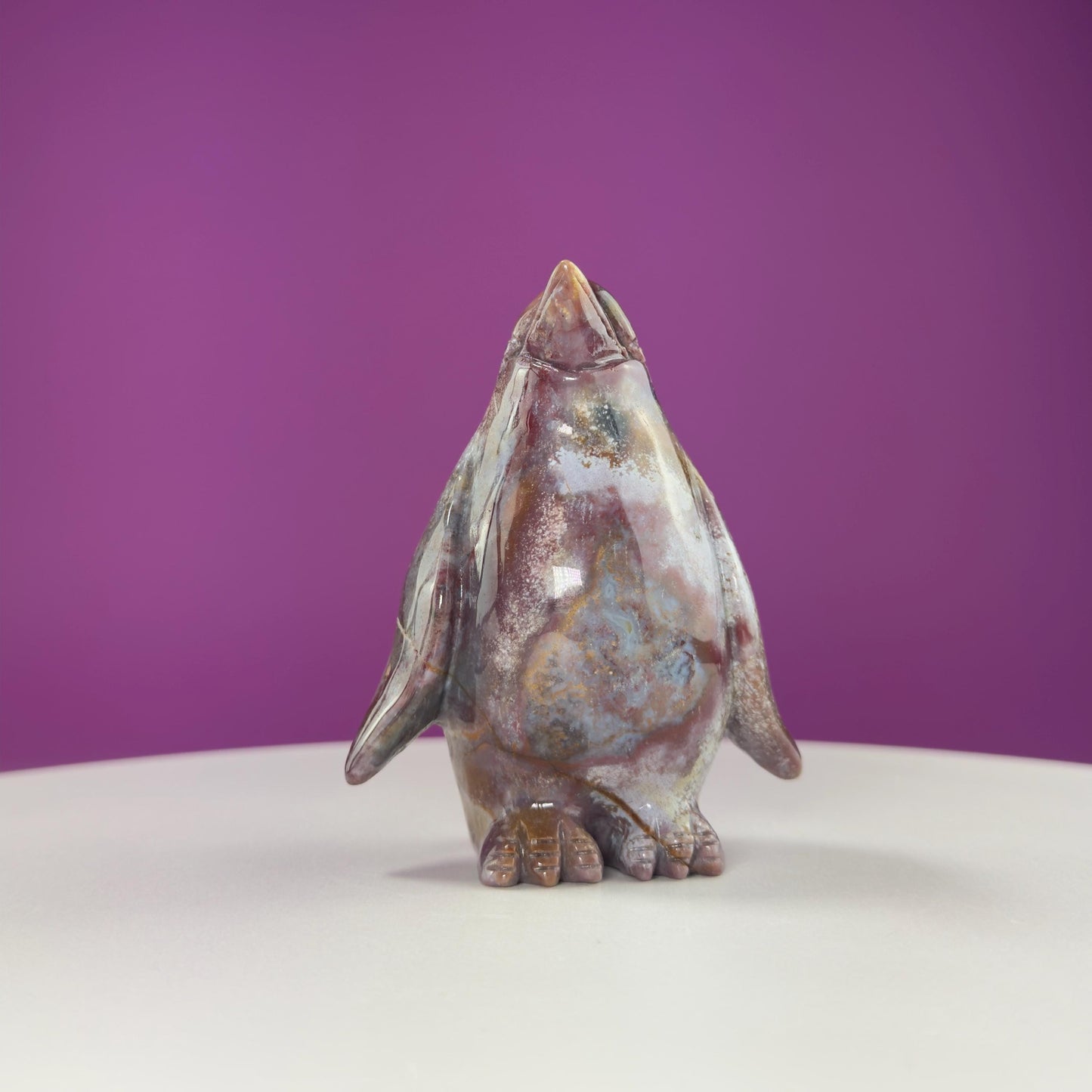 Ocean Jasper Penguin Carving, Crystal Animal Figuring, Positive Energy Stone