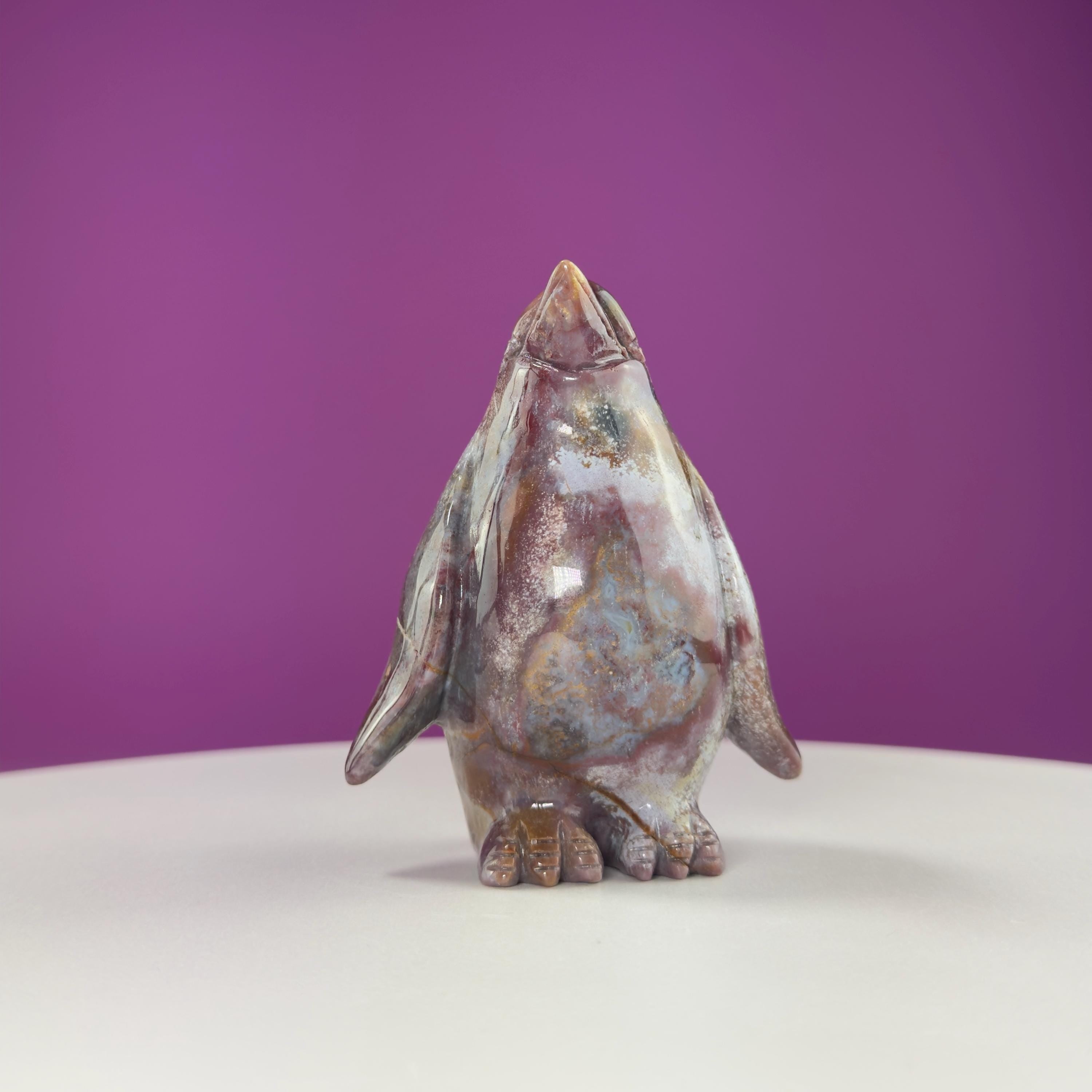Ocean Jasper Penguin Carving, Crystal Animal Figuring, Positive Energy Stone