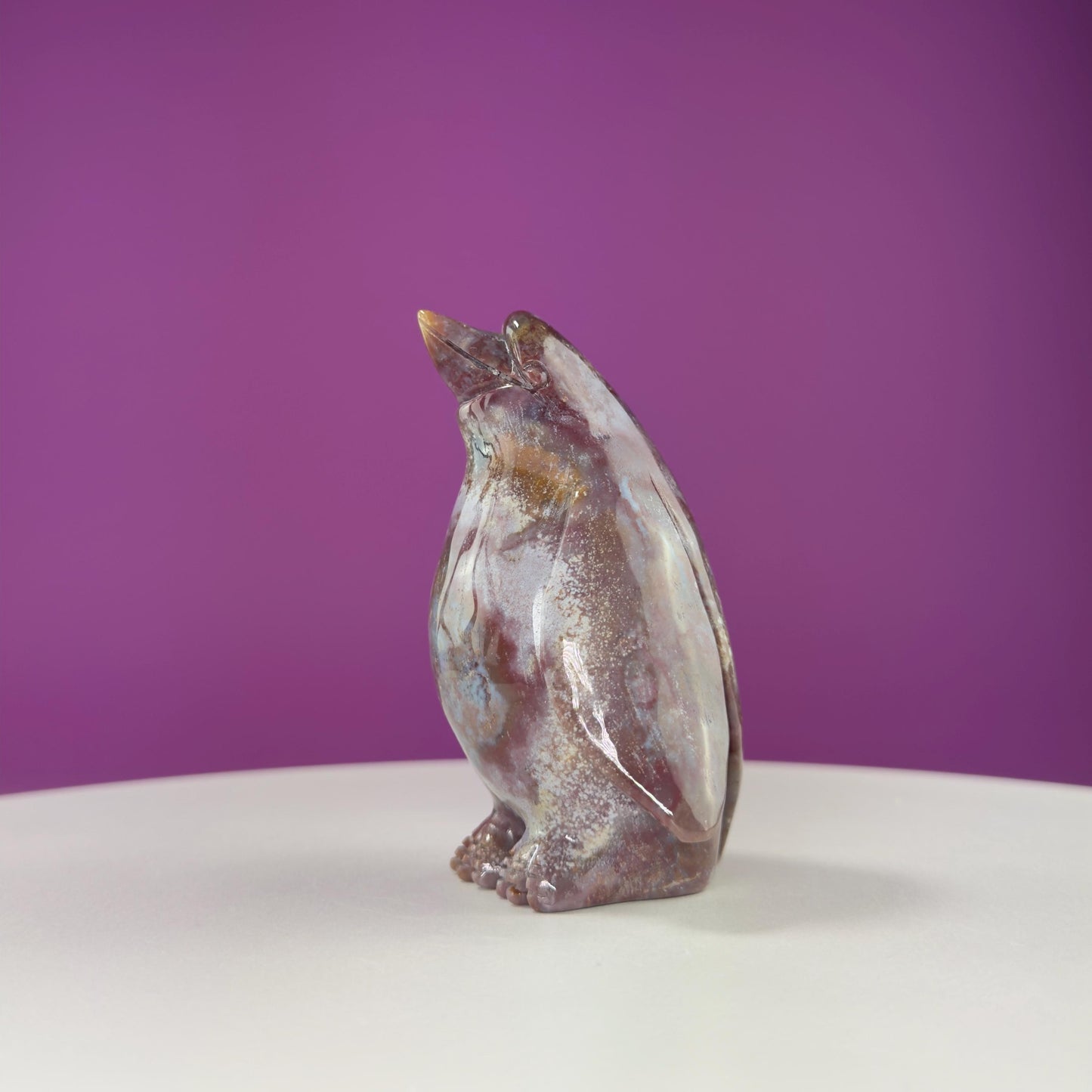 Ocean Jasper Penguin Carving, Crystal Animal Figuring, Positive Energy Stone