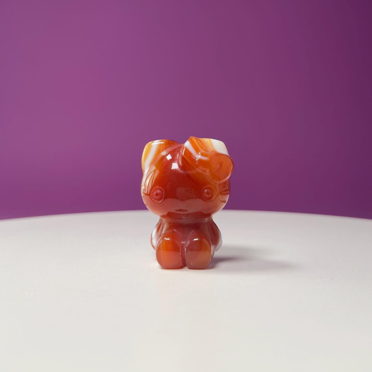 Carnelian Hello Kitty Carving, Crystal Animal Figurine, Cute Crystal Gift