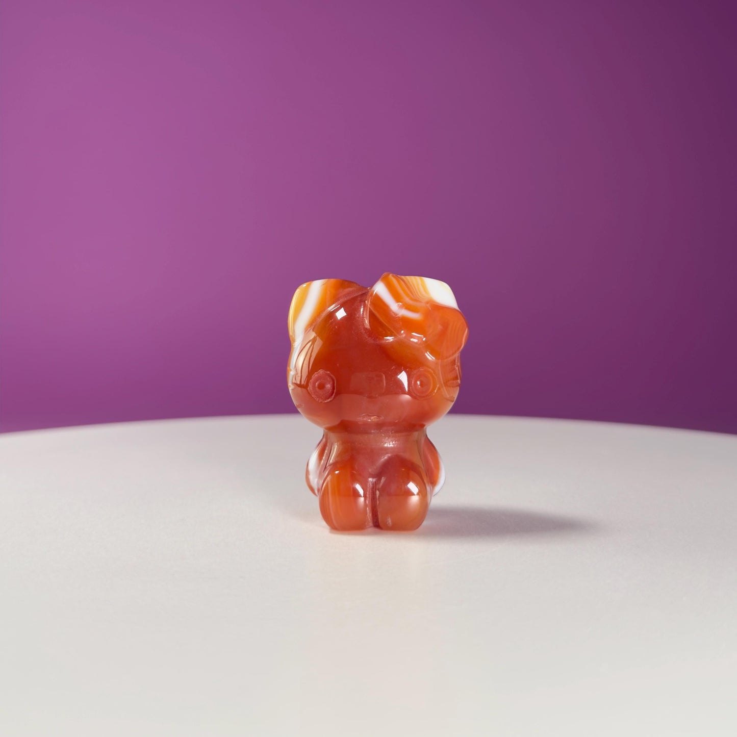 Carnelian Hello Kitty Carving, Crystal Animal Figurine, Cute Crystal Gift
