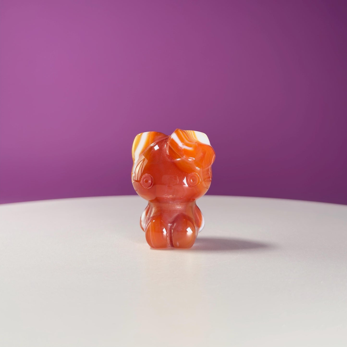 Carnelian Hello Kitty Carving, Crystal Animal Figurine, Cute Crystal Gift