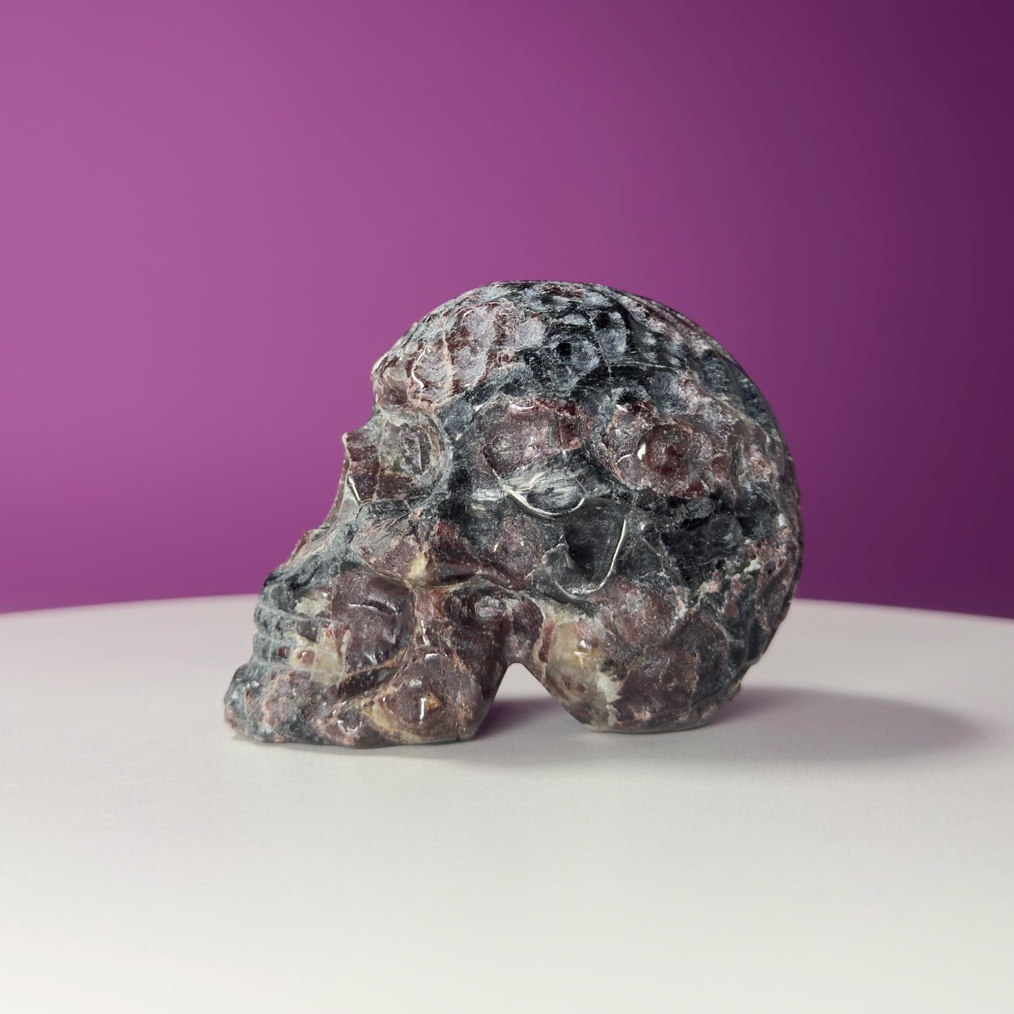 Garnet and Black Tourmaline Carved Skull, Protective Crystal Gift, Metaphysical Decor