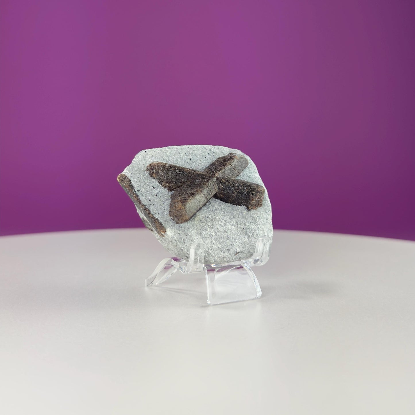 Staurolite Stone, Fairy Cross (Russia) (Includes Acrylic Stand)