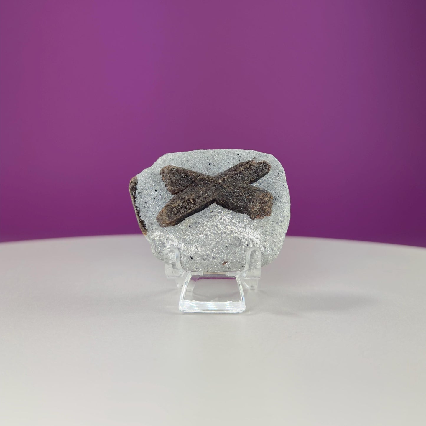 Staurolite Stone, Fairy Cross (Russia) (Includes Acrylic Stand)