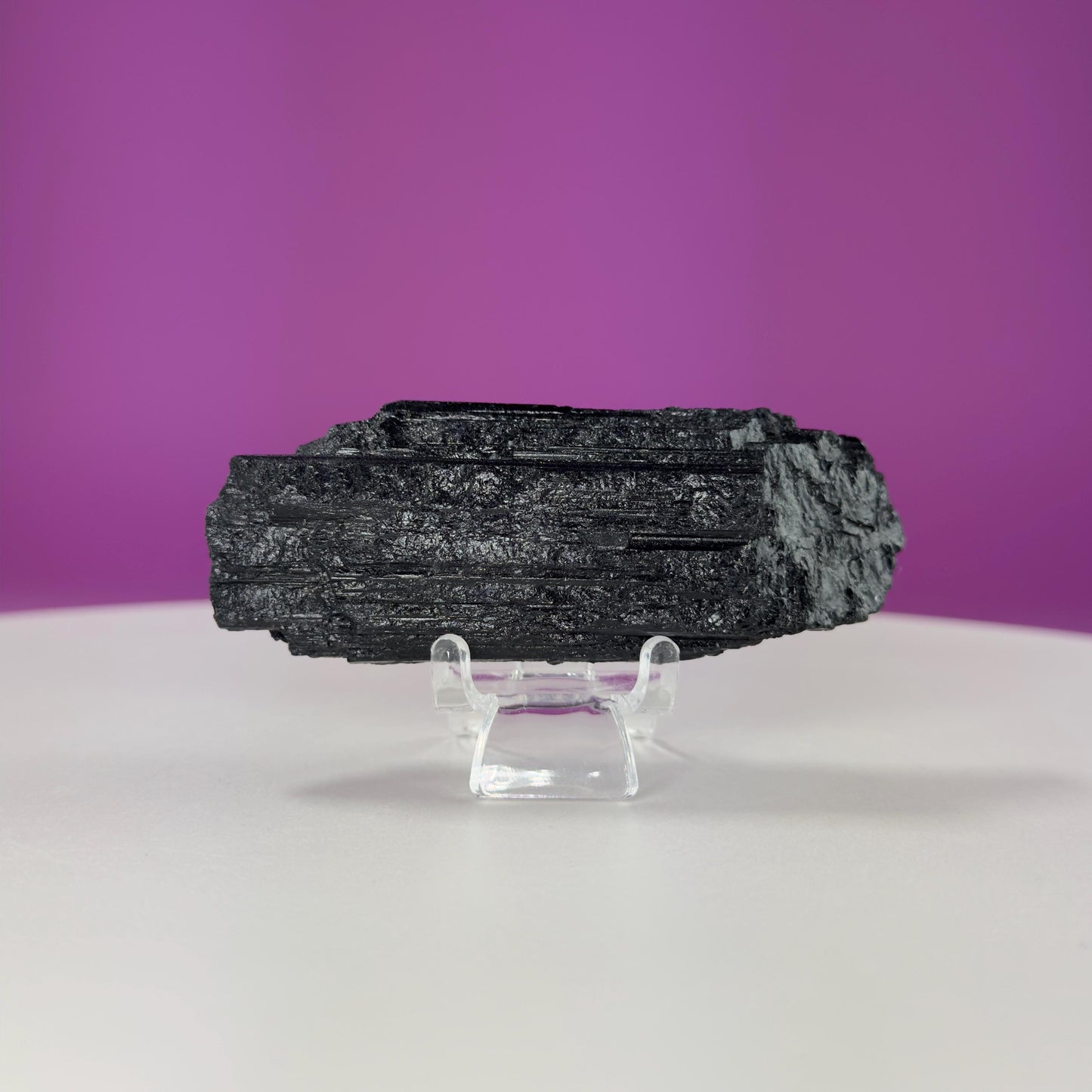 Black Tourmaline Specimen | Raw Protection Crystal for Energy Clearing (Includes Acrylic Stand)