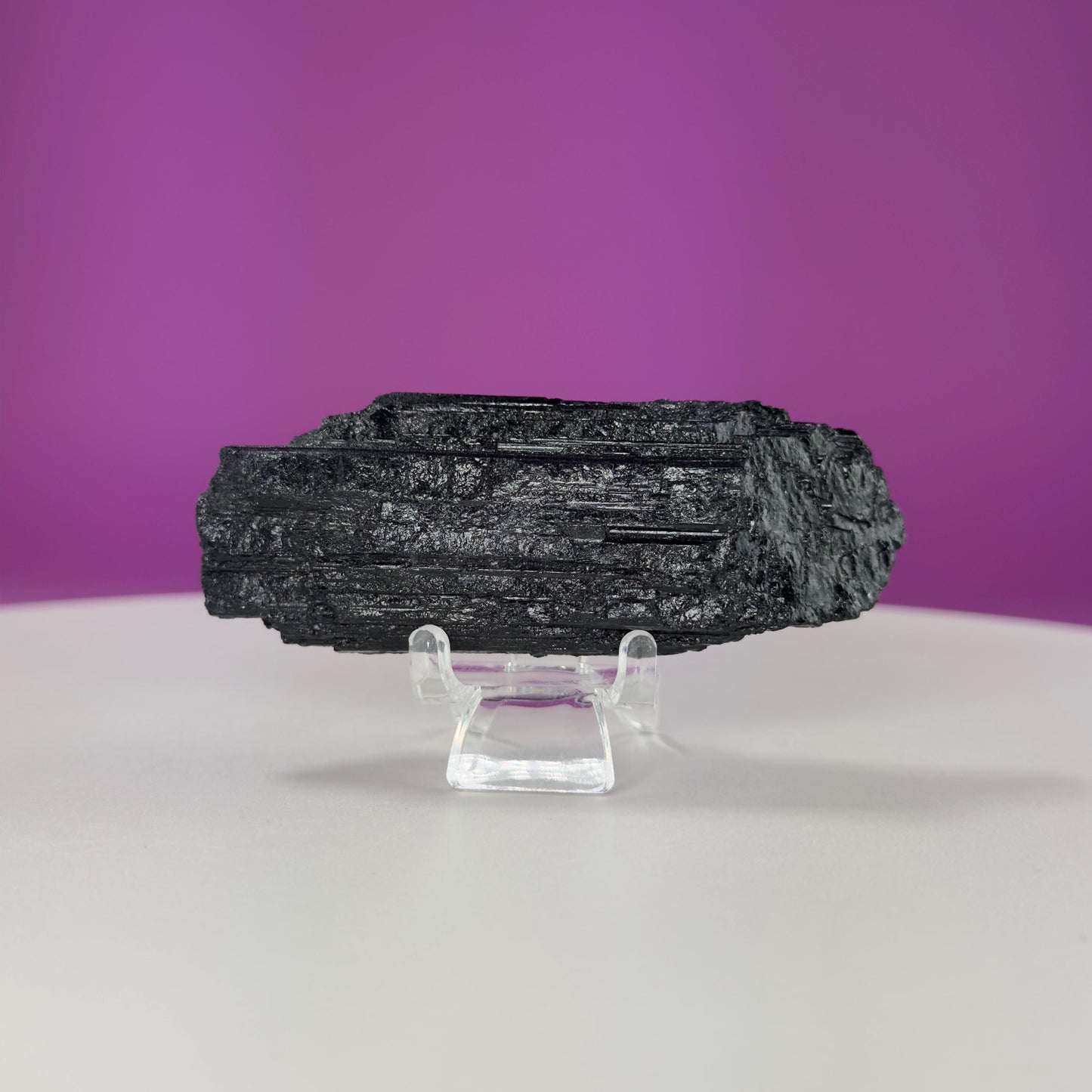 Black Tourmaline Specimen | Raw Protection Crystal for Energy Clearing (Includes Acrylic Stand)