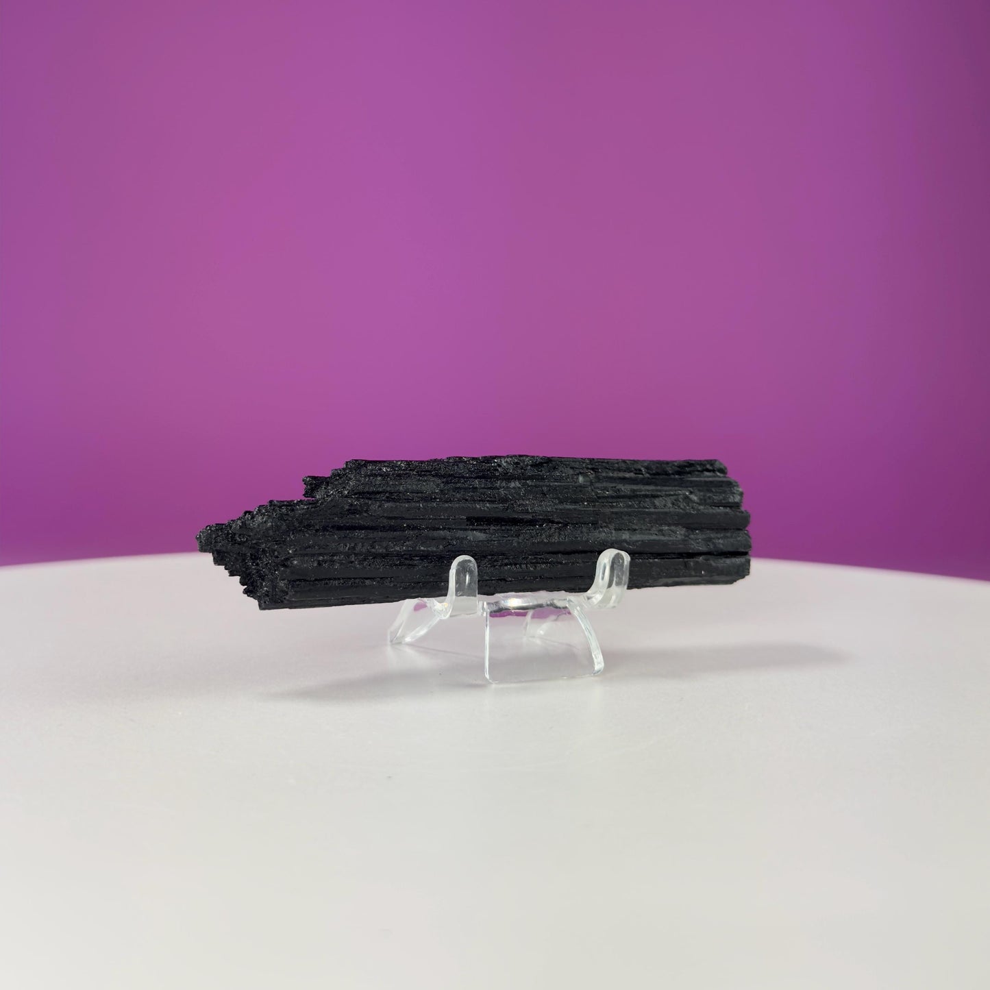 Black Tourmaline Specimen | Raw Protection Crystal for Energy Clearing (Includes Acrylic Stand)