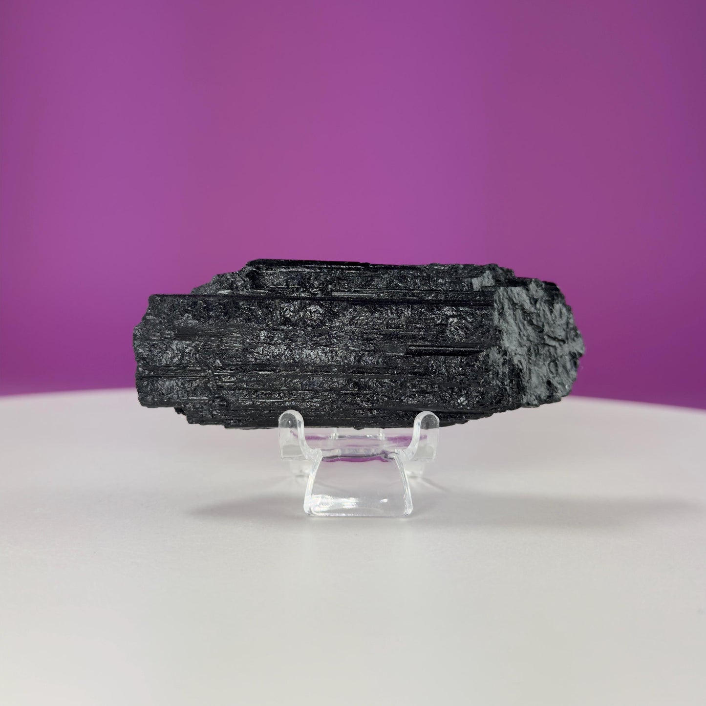 Black Tourmaline Specimen | Raw Protection Crystal for Energy Clearing (Includes Acrylic Stand)