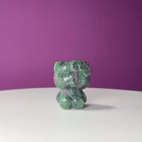 Ruby Zoisite Hello Kitty Carving, UV Reactive, Crystal Animal Figurine