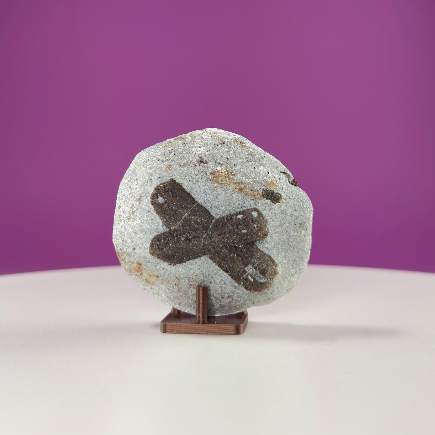 Staurolite Stone, Fairy Cross (Russia) (Includes Acrylic Stand)