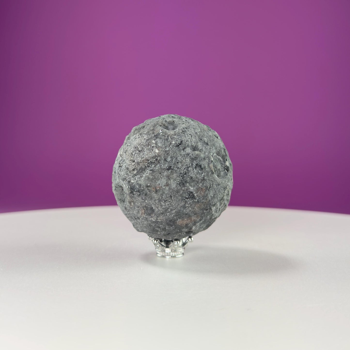 Yooperlite Moon Sphere (Includes Silver Stand), UV Reactive