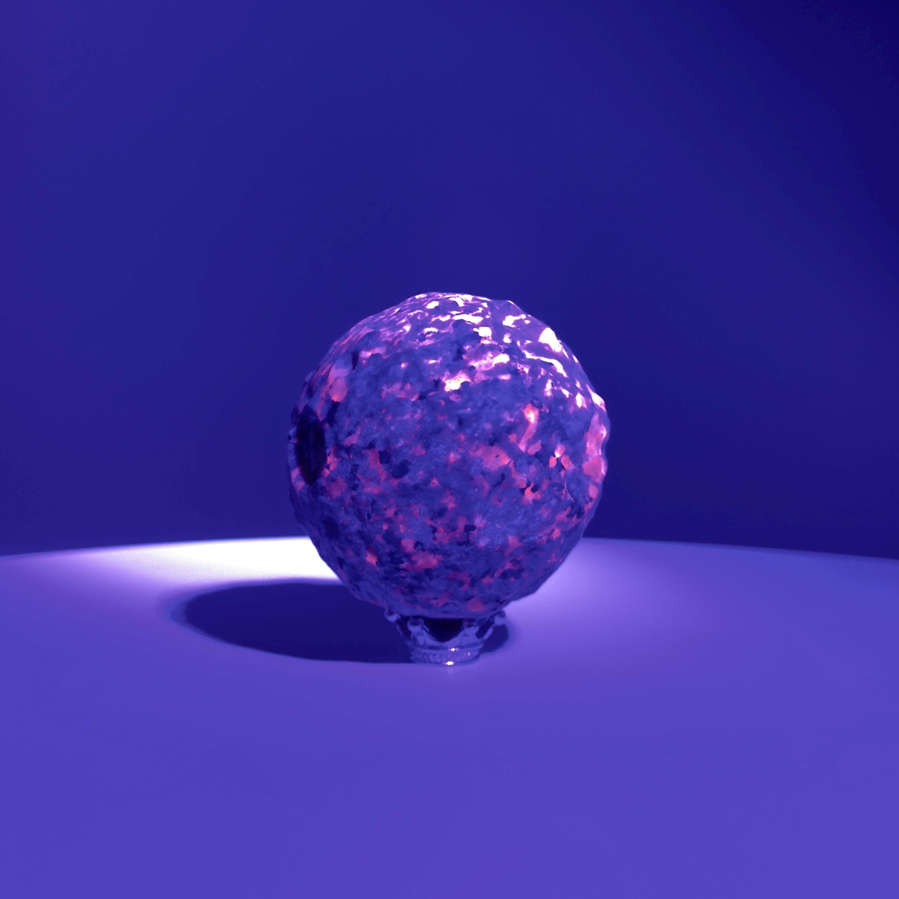 Yooperlite Moon Sphere (Includes Silver Stand), UV Reactive