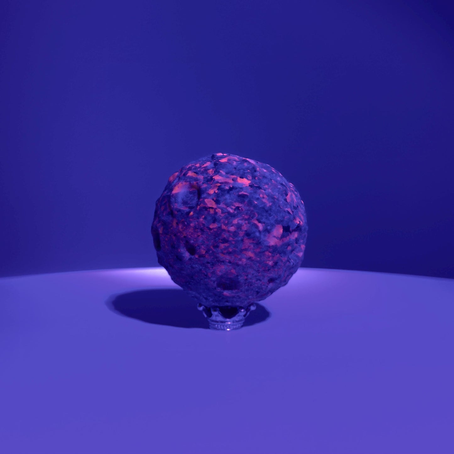 Yooperlite Moon Sphere (Includes Silver Stand), UV Reactive