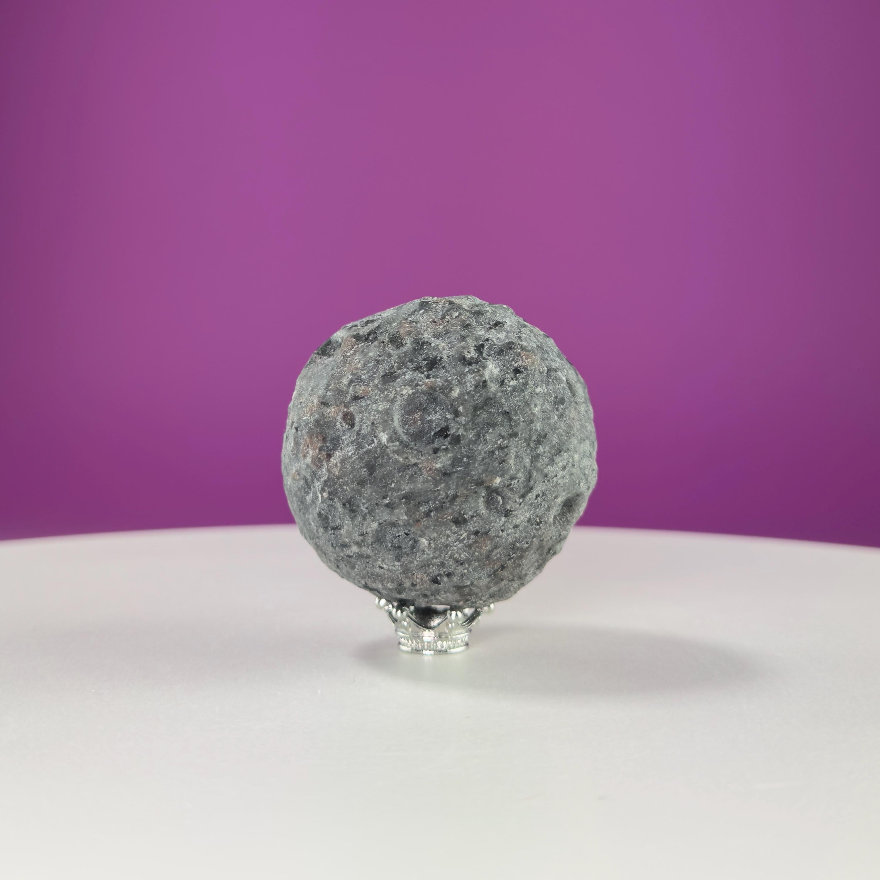 Yooperlite Moon Sphere (Includes Silver Stand), UV Reactive