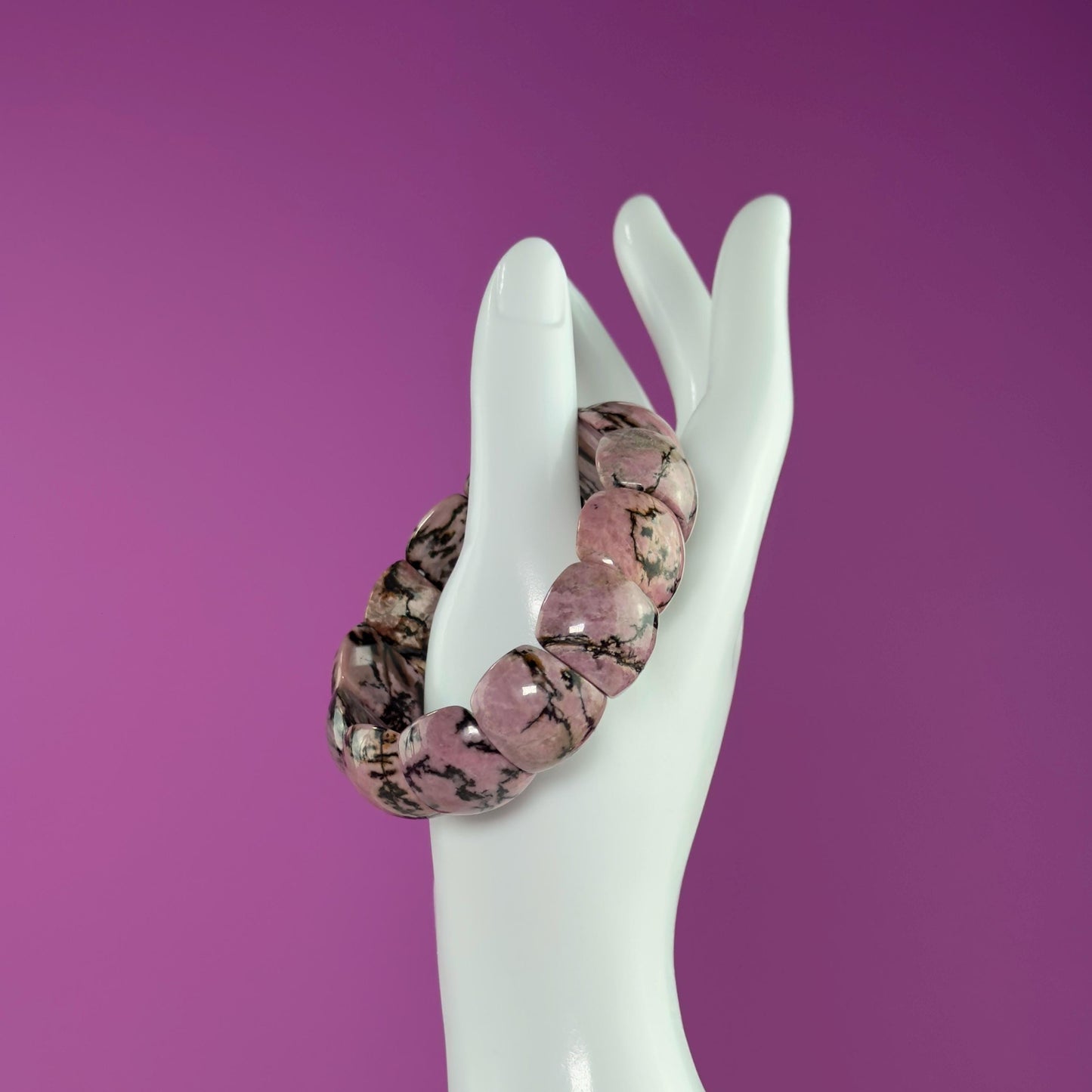 Rhodonite Bangle Bracelet, Pink Health Stone for Love, Balance & Emotional Support