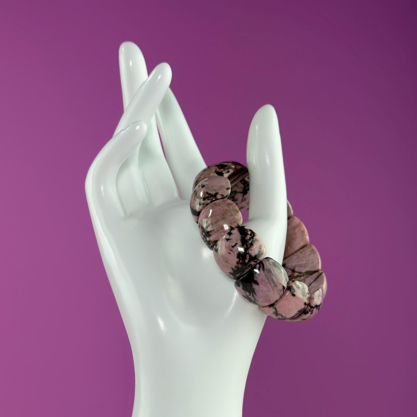 Rhodonite Bangle Bracelet, Pink Health Stone for Love, Balance & Emotional Support