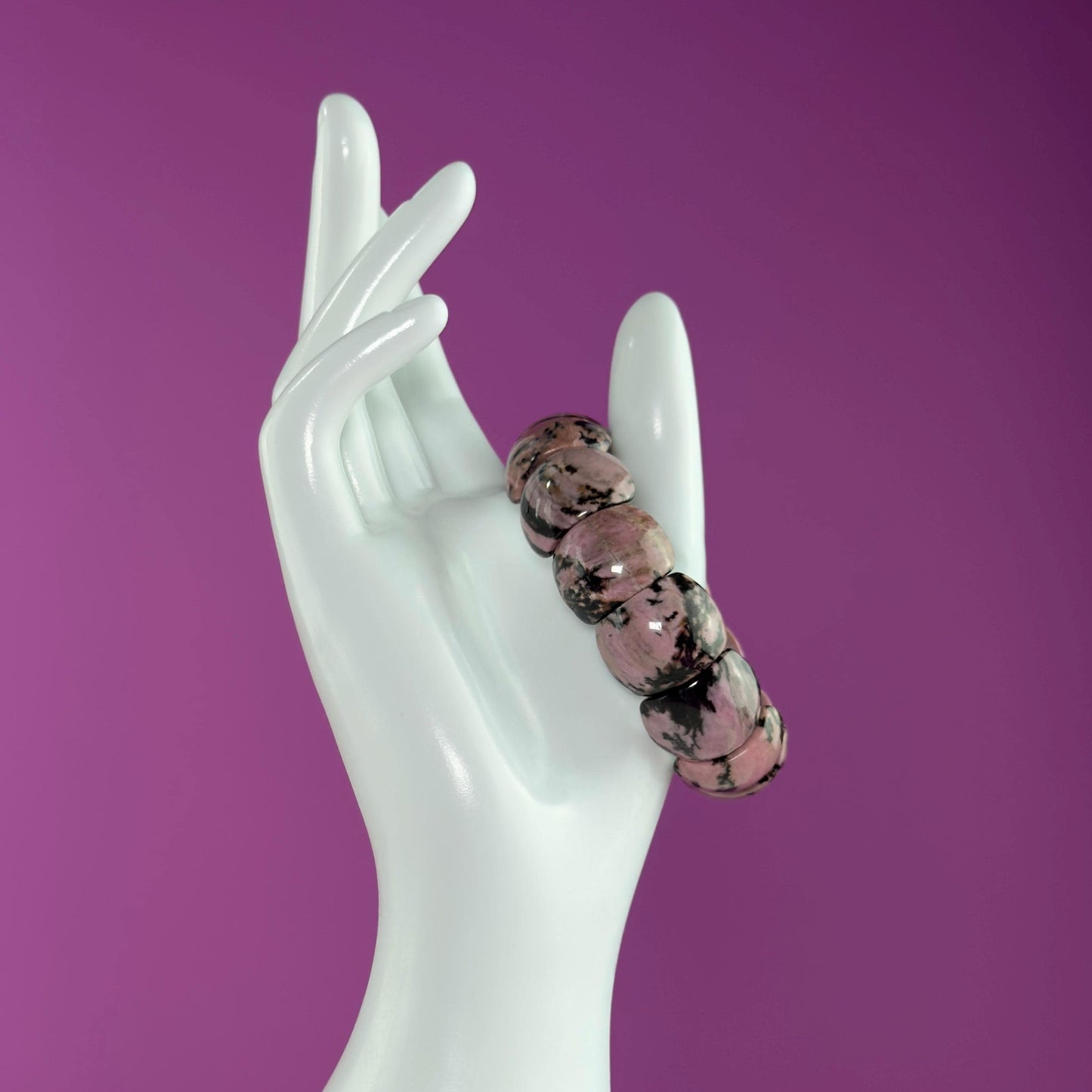 Rhodonite Bangle Bracelet, Pink Health Stone for Love, Balance & Emotional Support