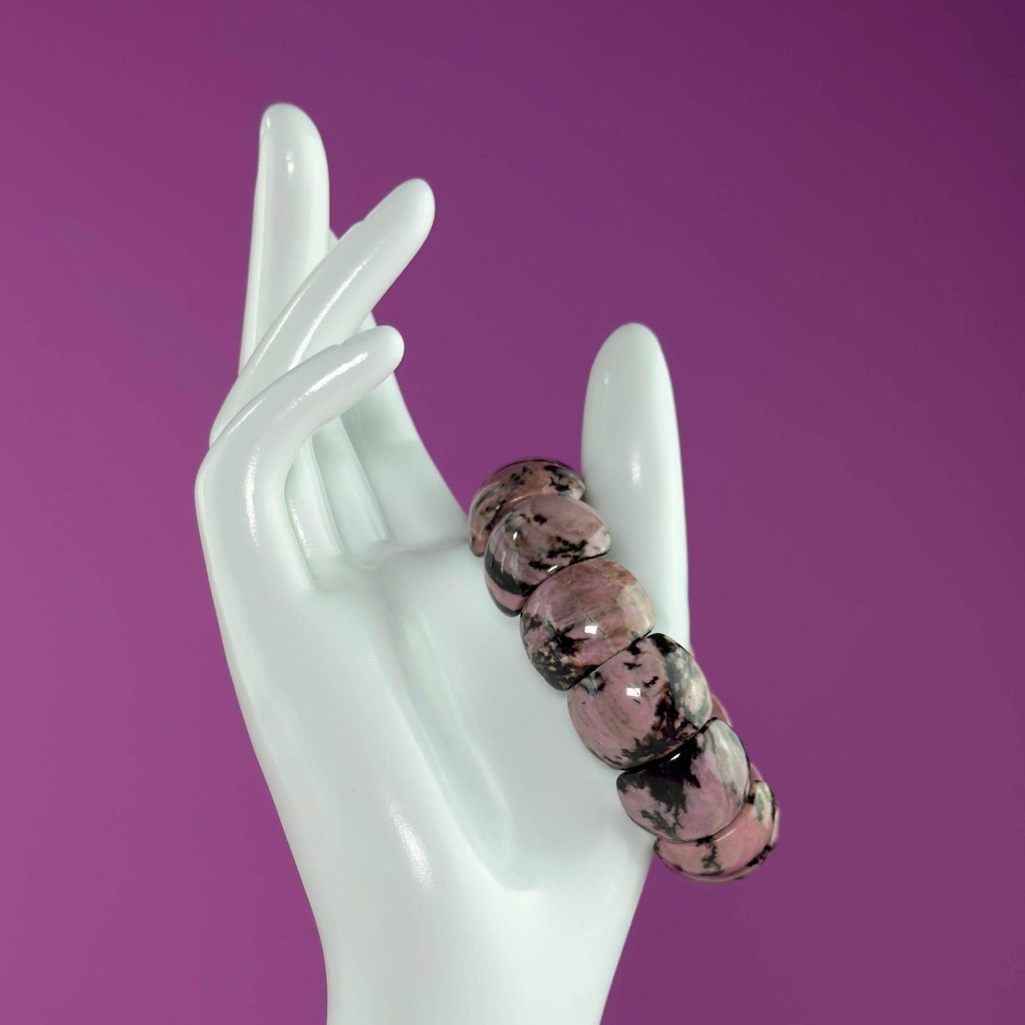 Rhodonite Bangle Bracelet, Pink Health Stone for Love, Balance & Emotional Support