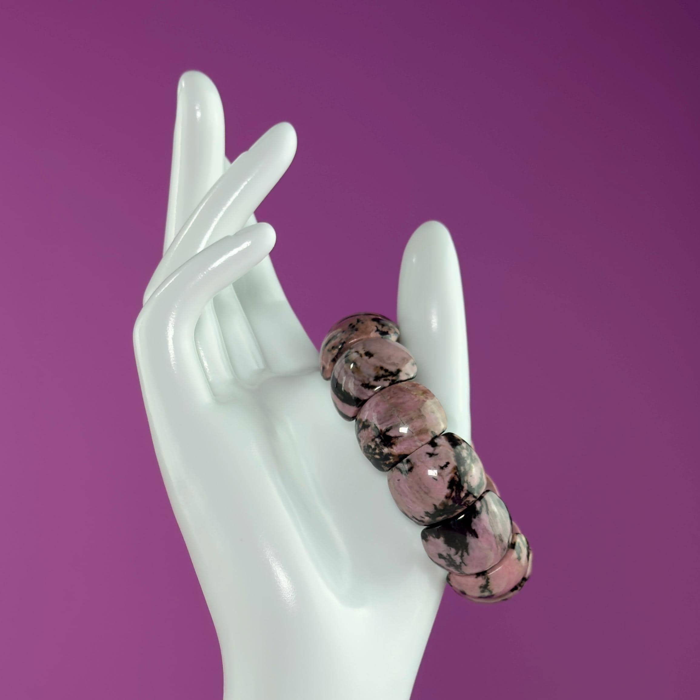 Rhodonite Bangle Bracelet, Pink Health Stone for Love, Balance & Emotional Support