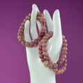 Thulite Beaded Bracelet 8mm Natural Pink Stone Crystal Jewelry 20g