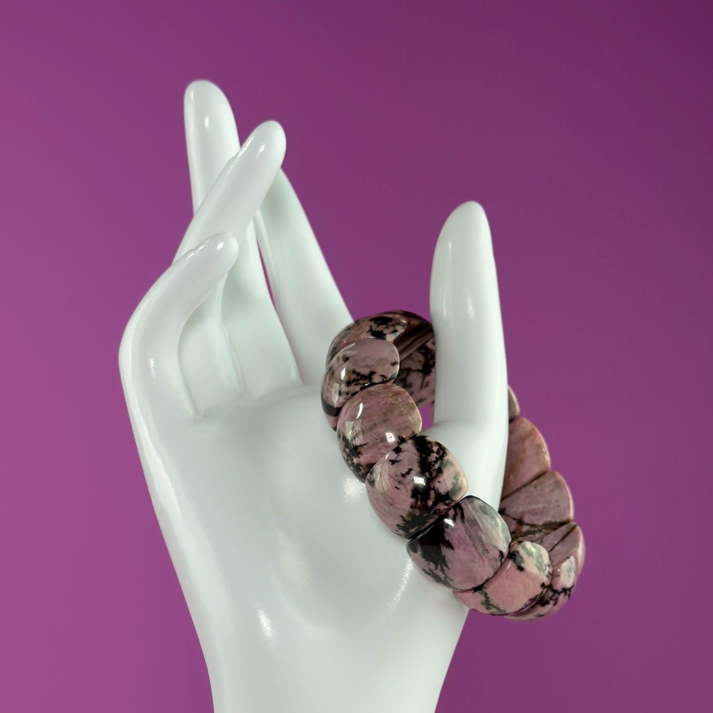 Rhodonite Bangle Bracelet, Pink Health Stone for Love, Balance & Emotional Support