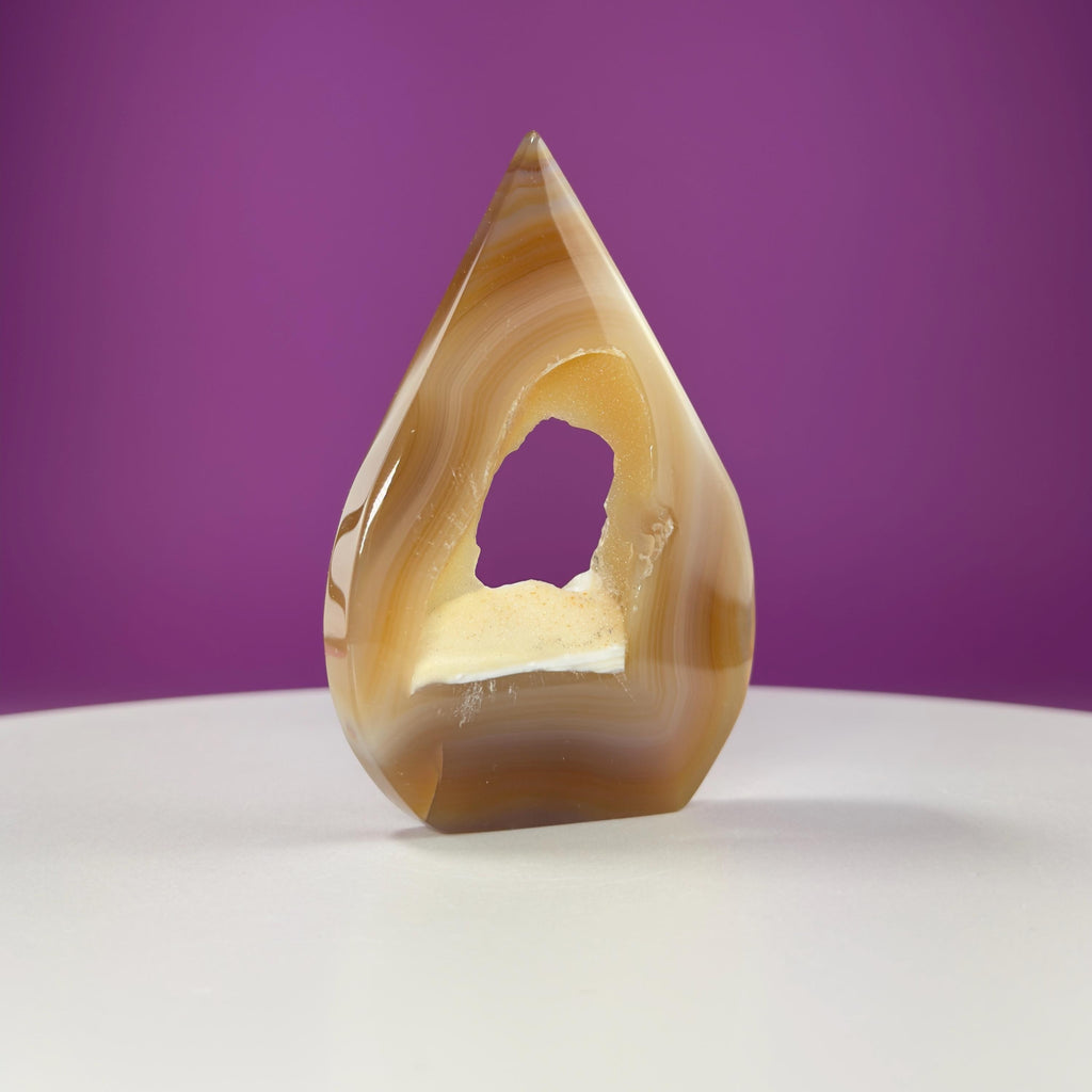 Agate Flame Carving with Portal (Brazil)