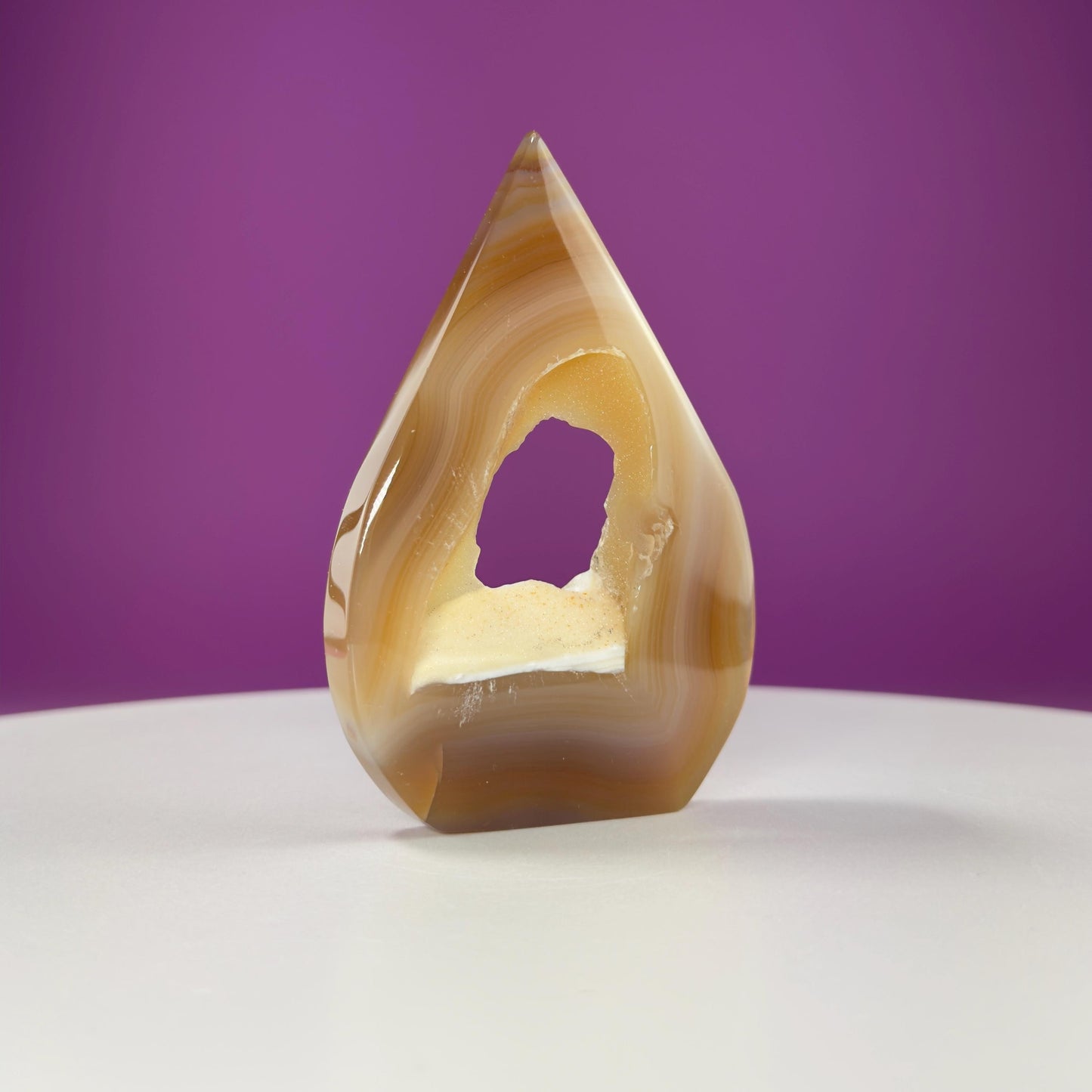 Agate Flame Carving with Portal (Brazil)