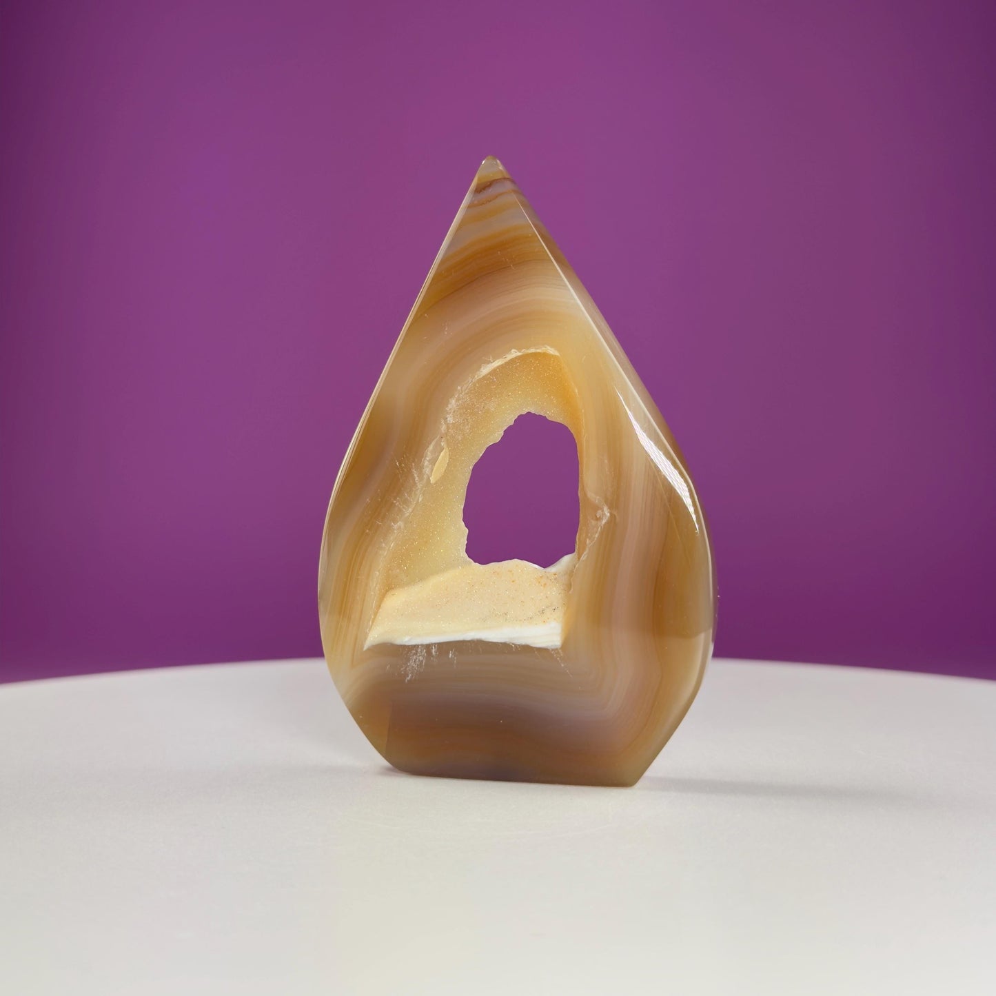 Agate Flame Carving with Portal (Brazil)