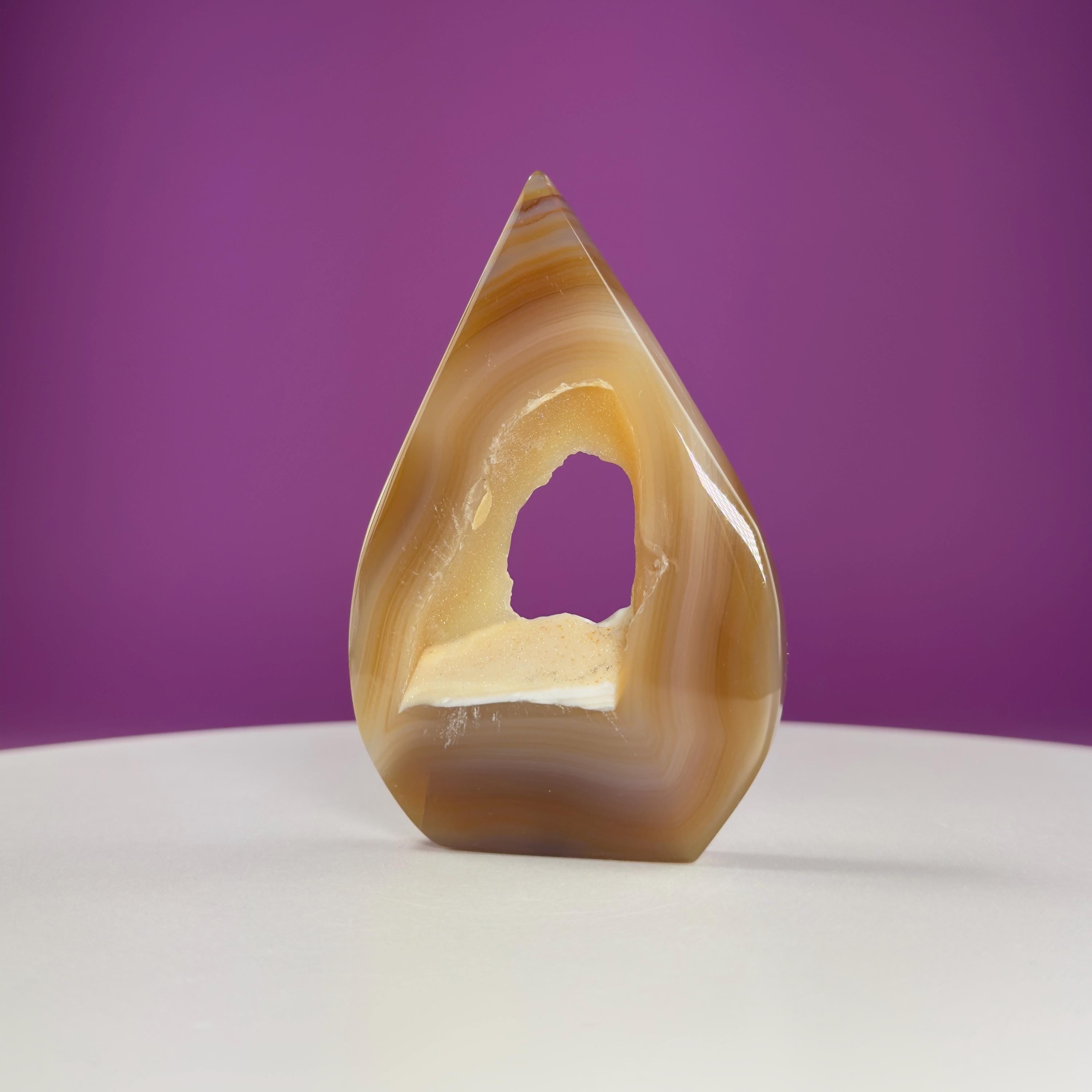 Agate Flame Carving with Portal (Brazil)