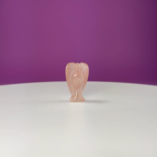 Mini Strawberry Quartz Angel Carving
