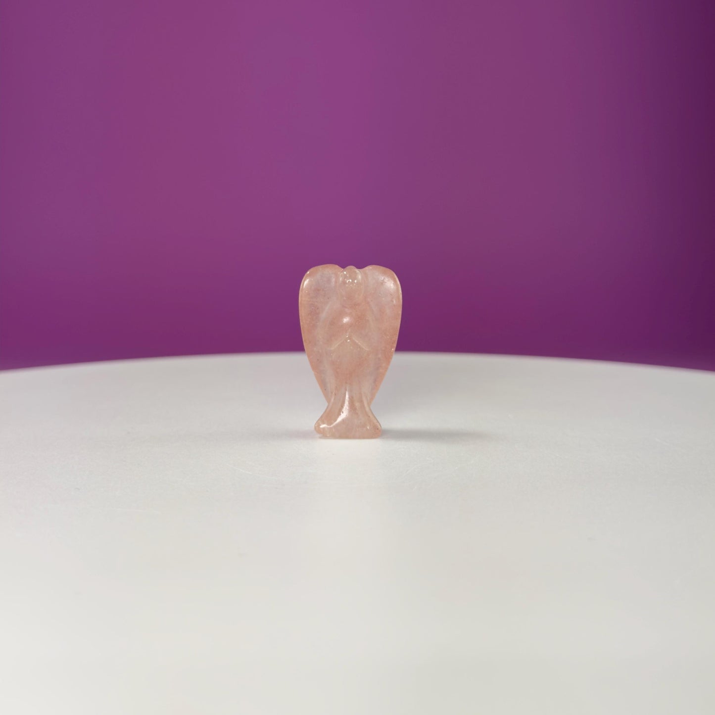 Mini Strawberry Quartz Angel Carving