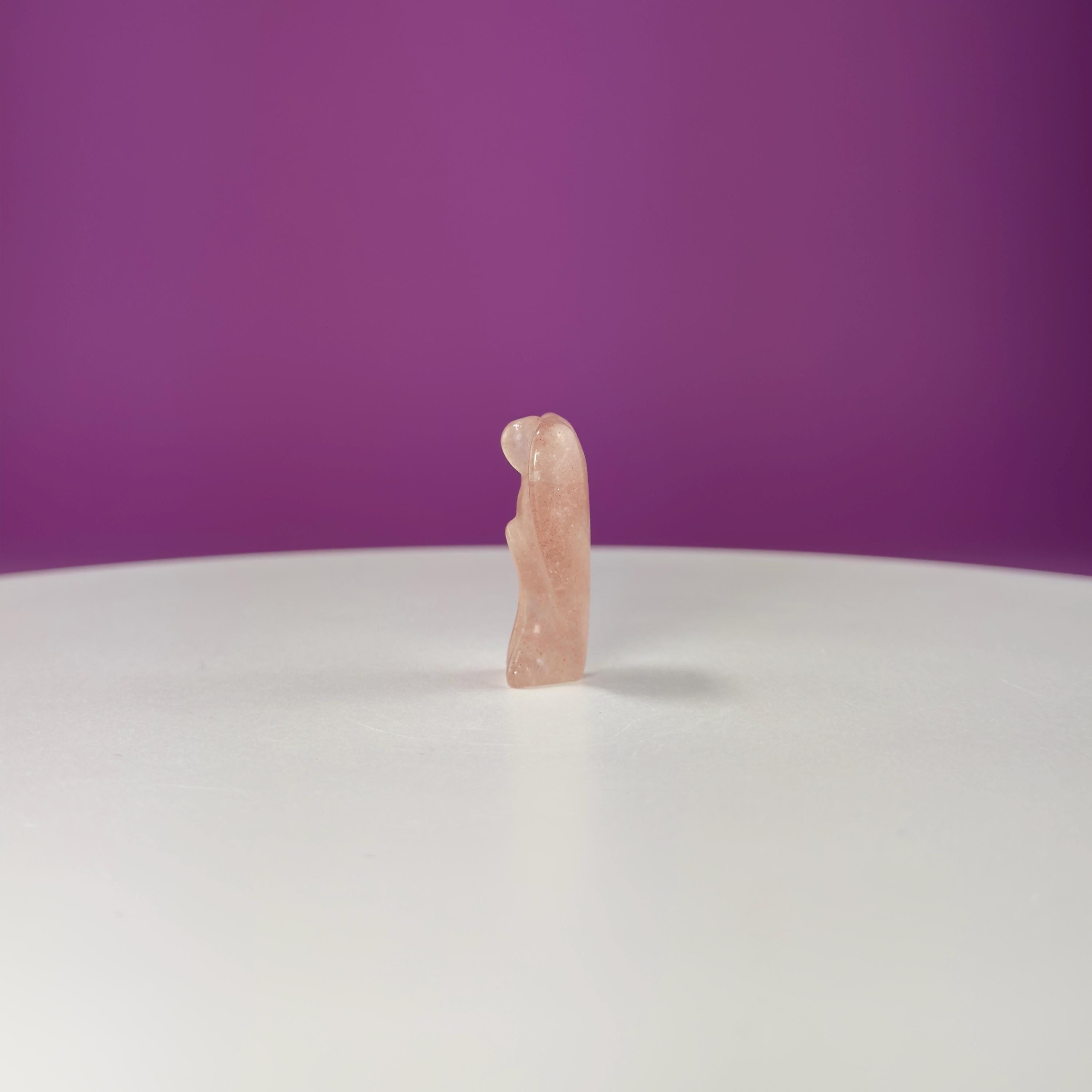 Mini Strawberry Quartz Angel Carving